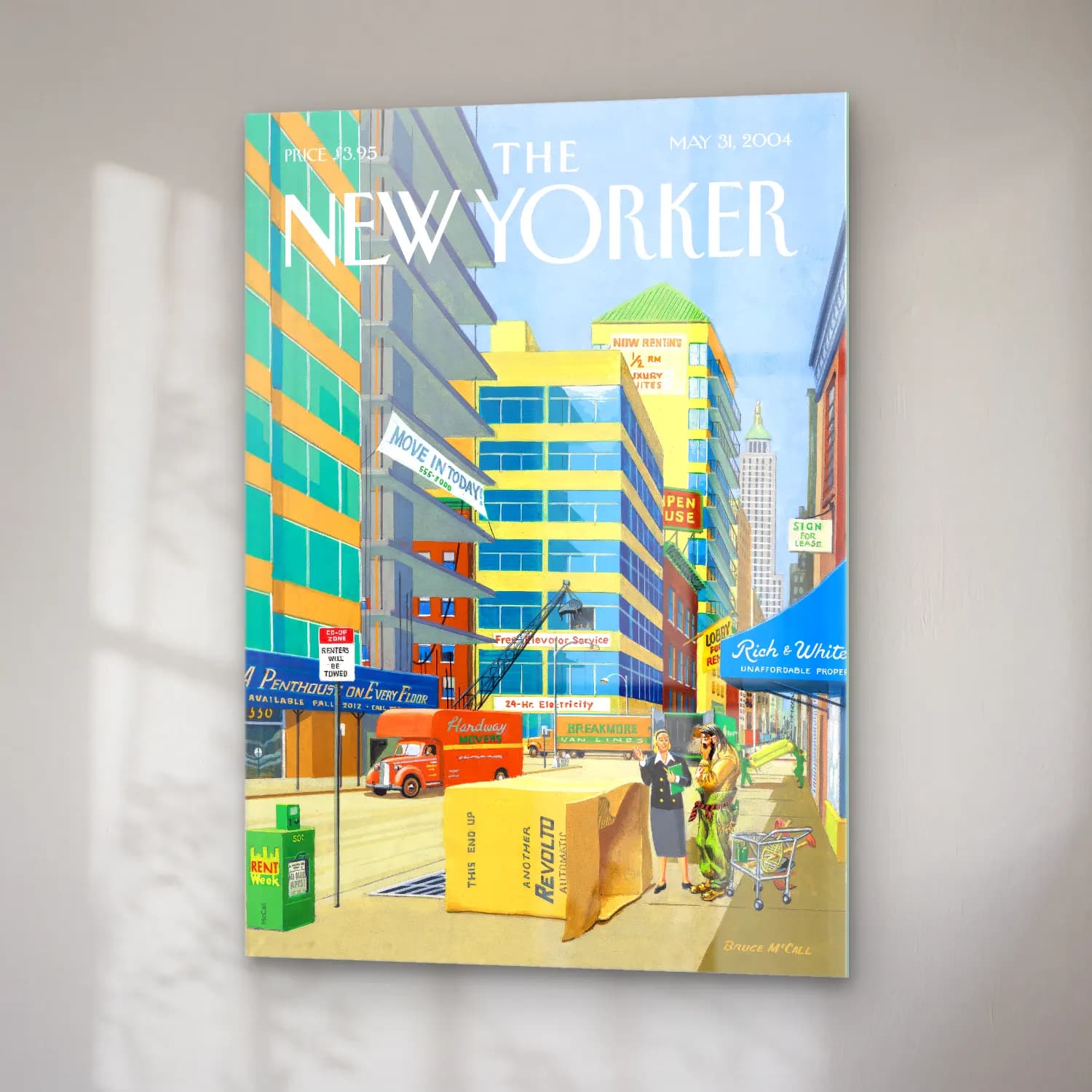 Maksimalist New York Silüeti cam tablo — sağ açıdan görünüm
