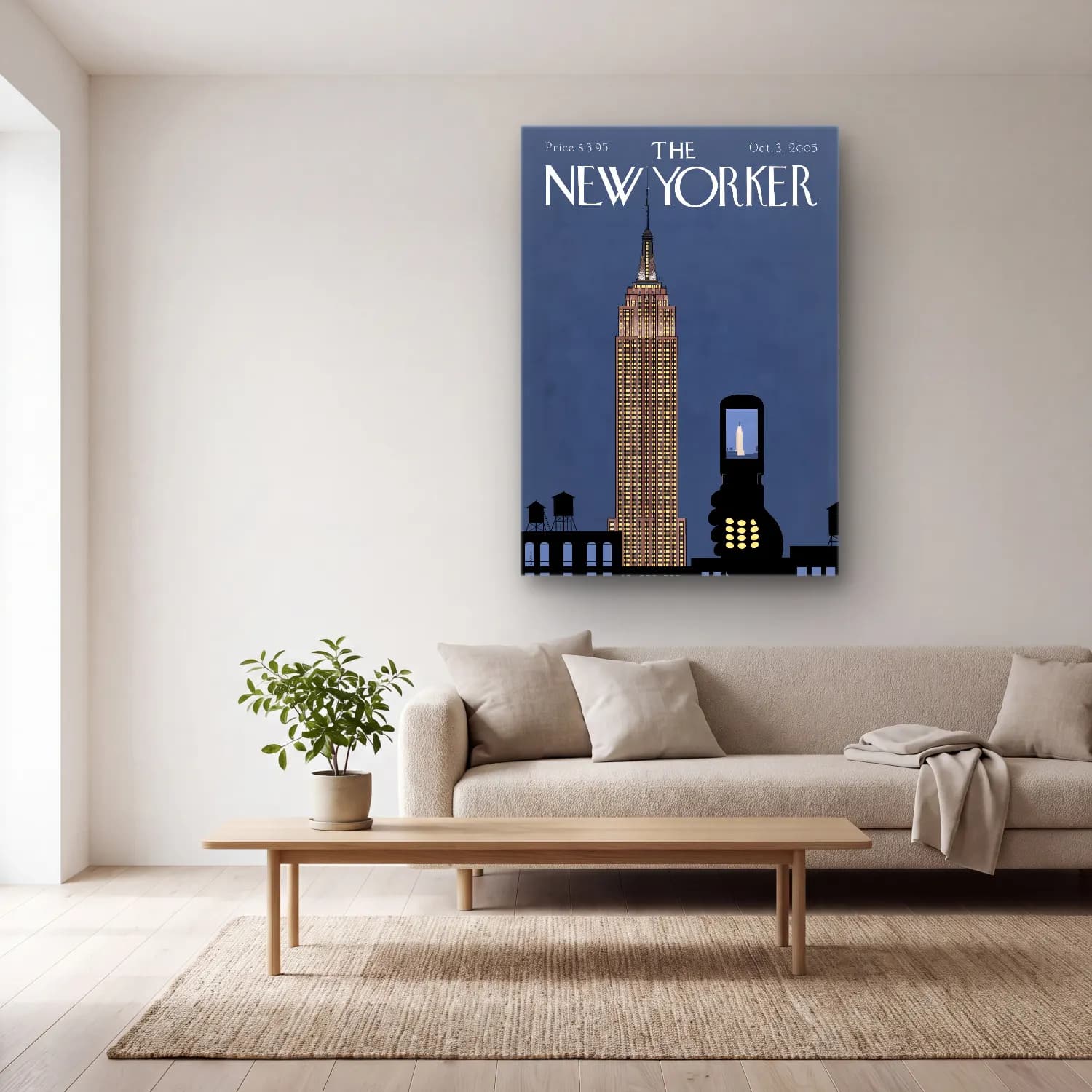 Pop Art New York Silüeti cam tablo — açık renk salonda