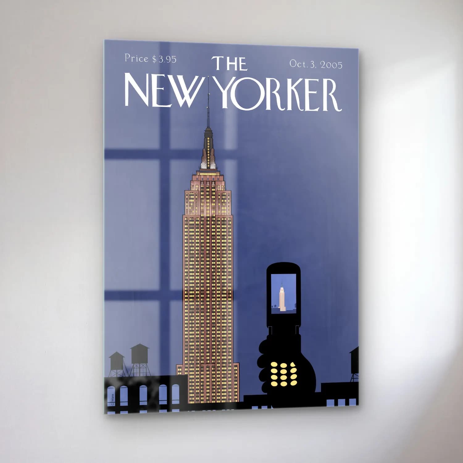 Pop Art New York Silüeti cam tablo — sol açıdan görünüm
