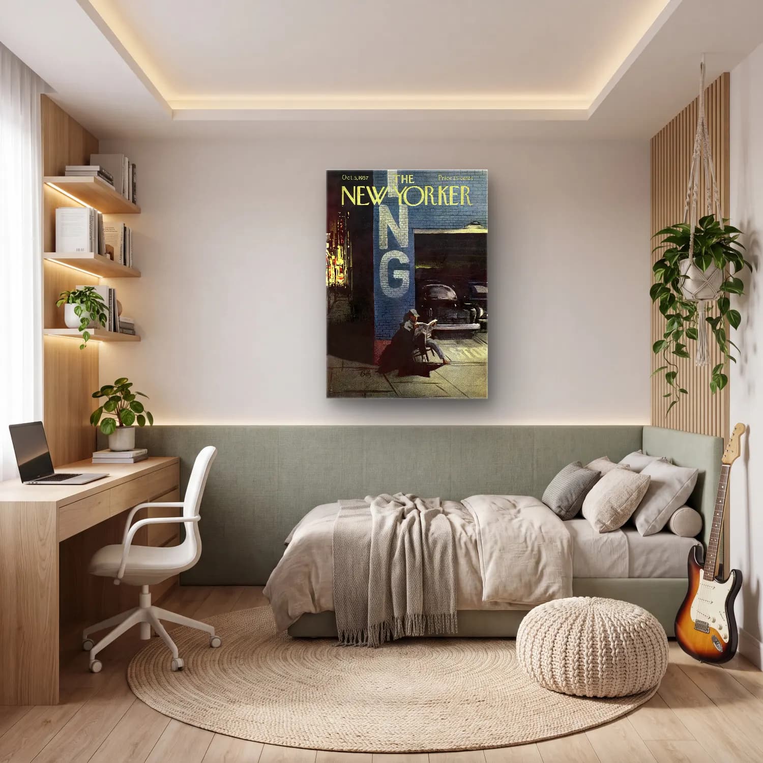 Vintage Poster Gece Şehir No. 5 cam tablo — genç odasında