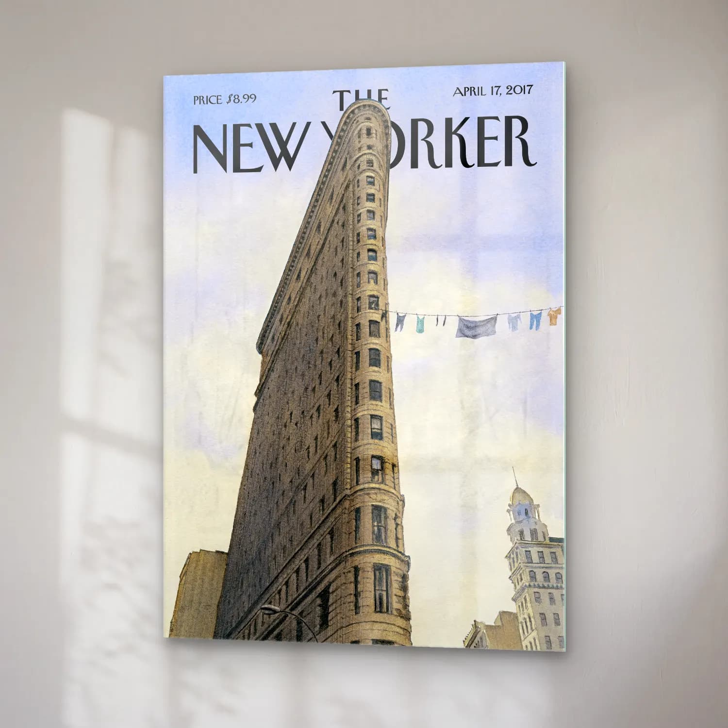 Suluboya New York Silüeti No. 4 cam tablo — sağ açıdan görünüm