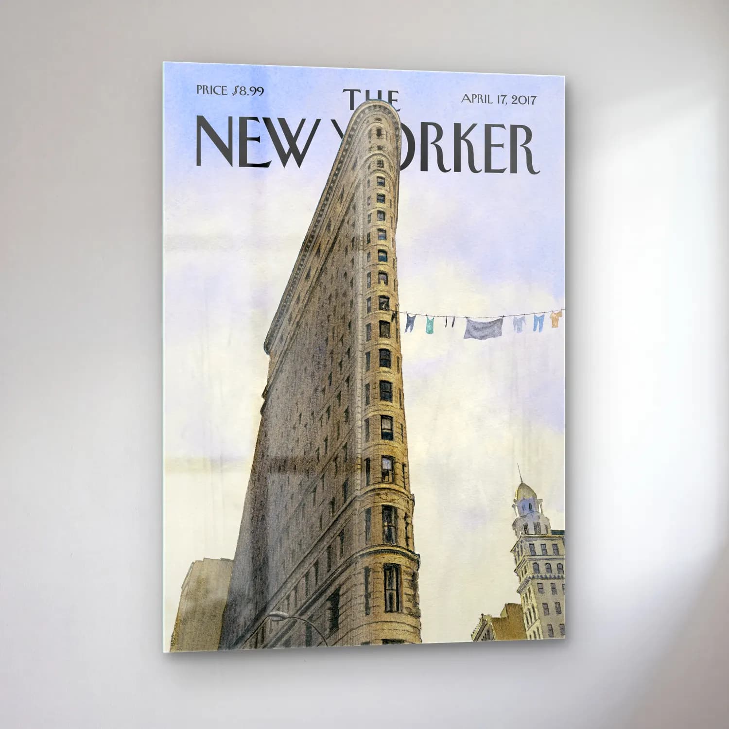 Suluboya New York Silüeti No. 4 cam tablo — sol açıdan görünüm