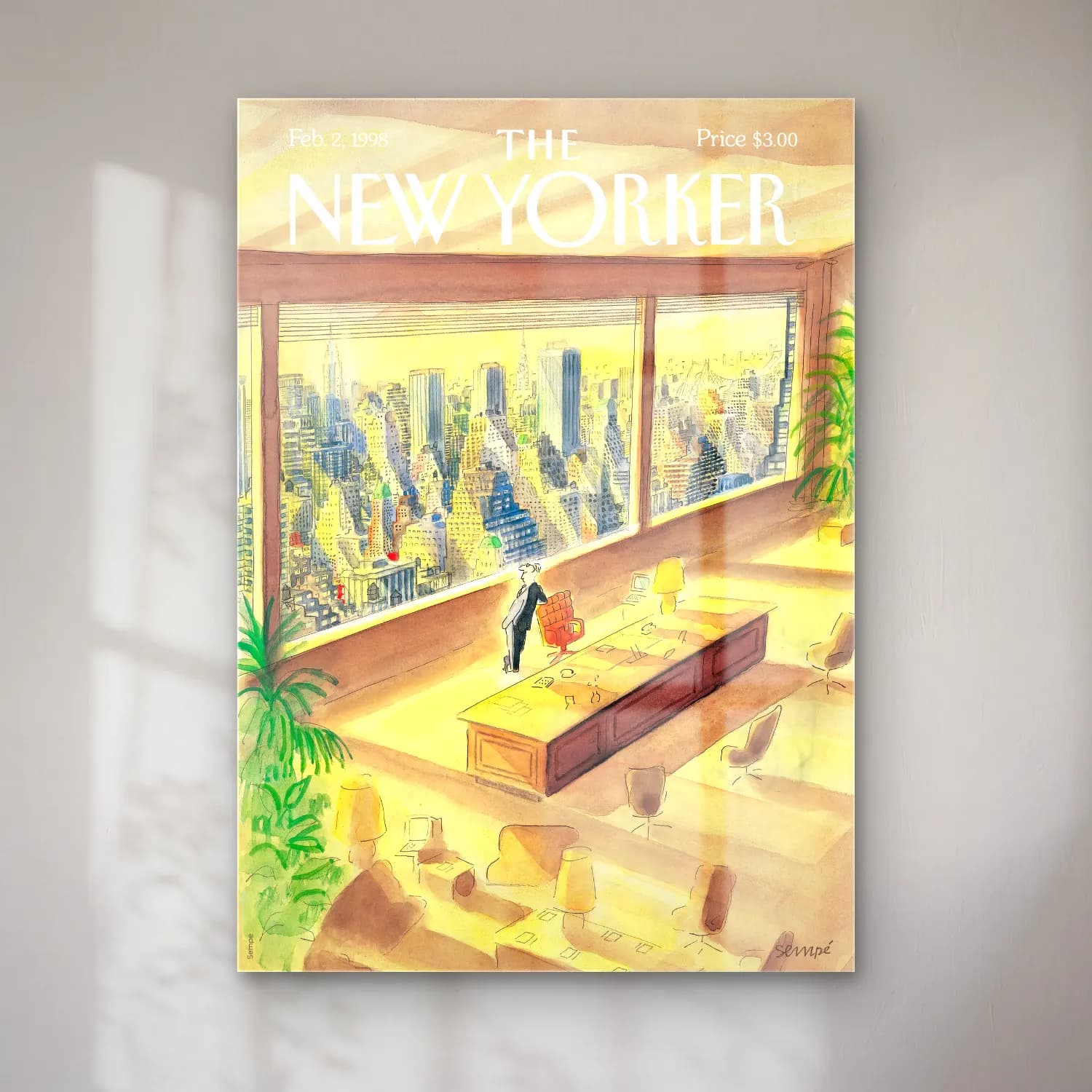 Suluboya New York Silüeti – Sarı Tonlar cam tablo — Suluboya New York Silüeti – Sarı Tonlar — suluboya new york silüeti