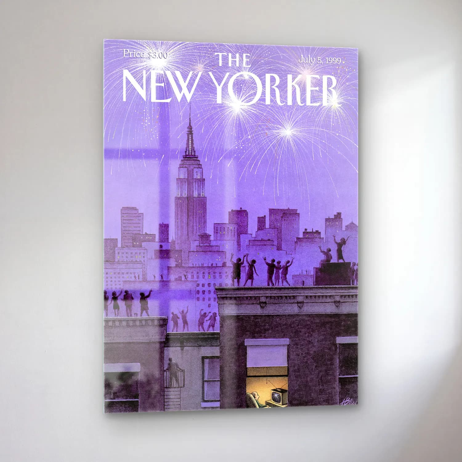 Vintage Poster New York Silüeti No. 10 cam tablo — sol açıdan görünüm