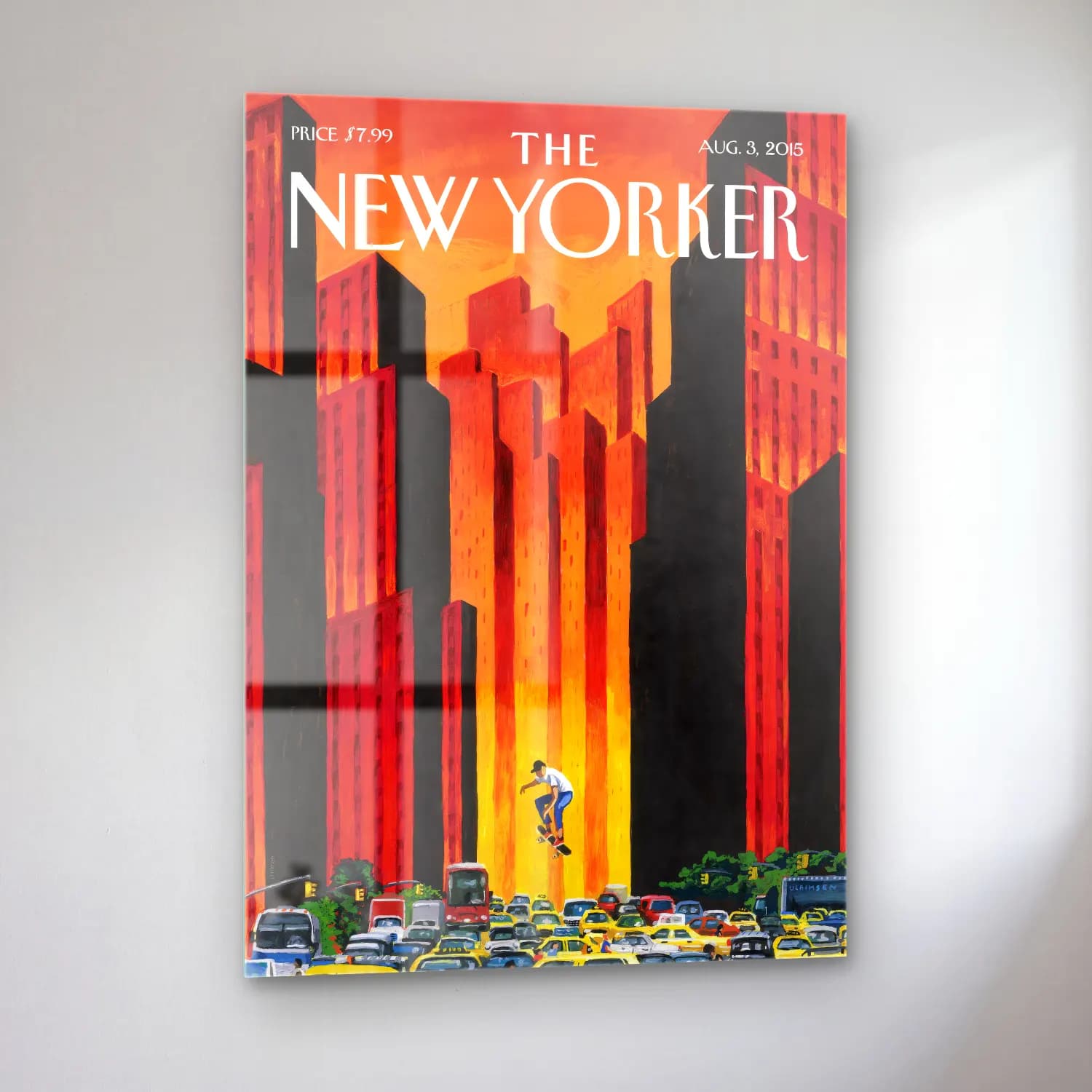 Vintage Poster New York Silüeti No. 11 cam tablo — sol açıdan görünüm