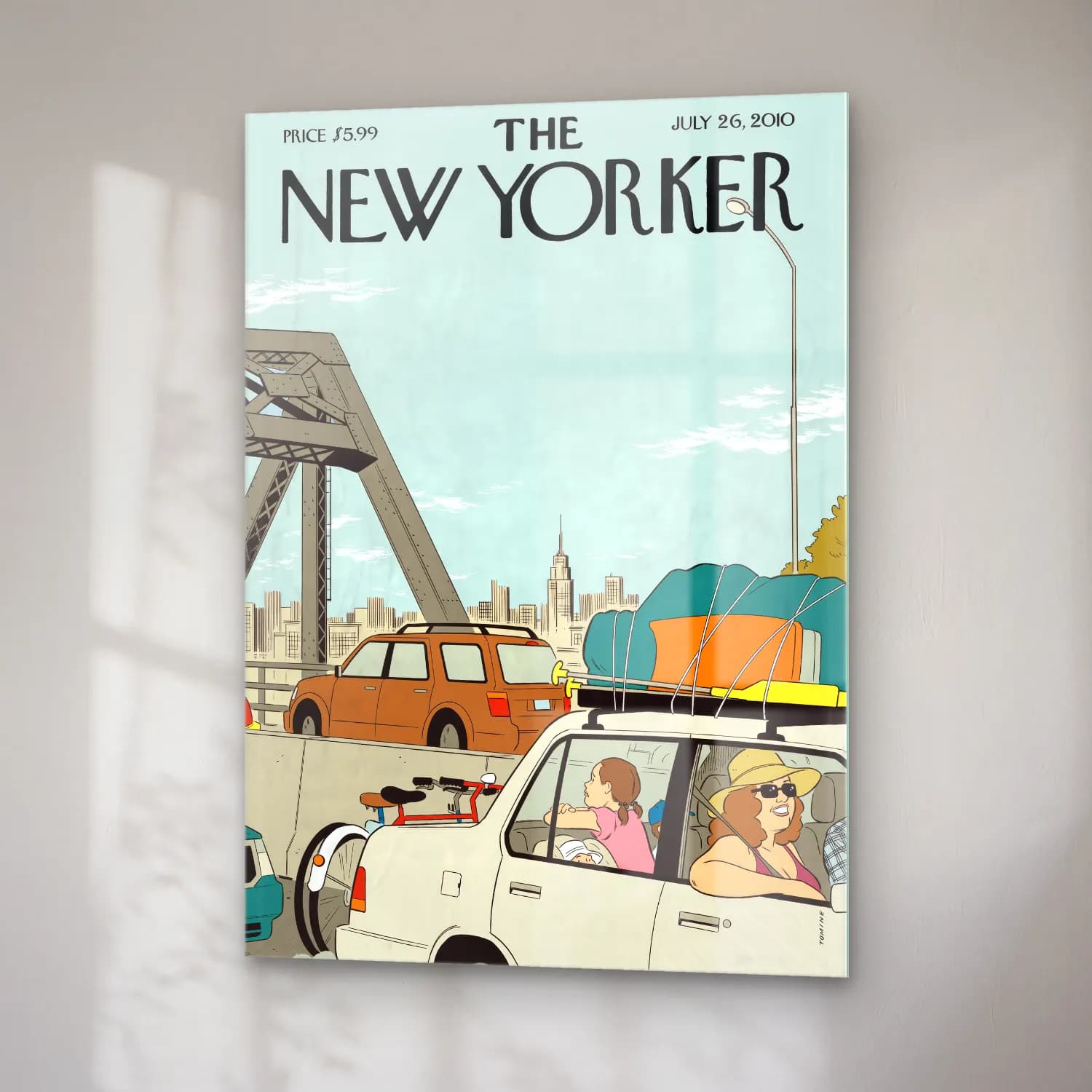Vintage New York Silüeti – Turkuaz Tonlar cam tablo — sağ açıdan görünüm