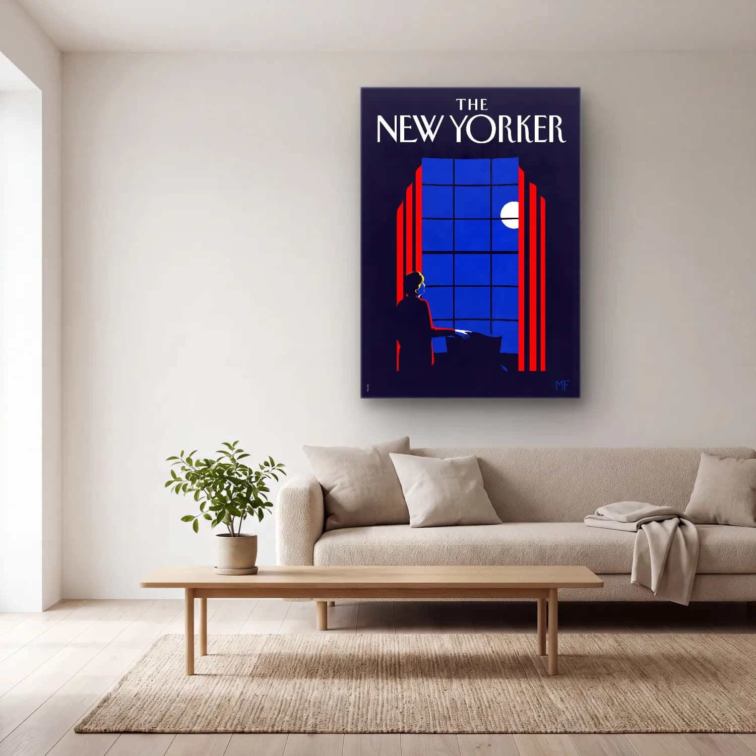 Vintage Poster Kitap Okuyan Kadın – Siyah Beyaz Tonlar cam tablo — açık renk salonda