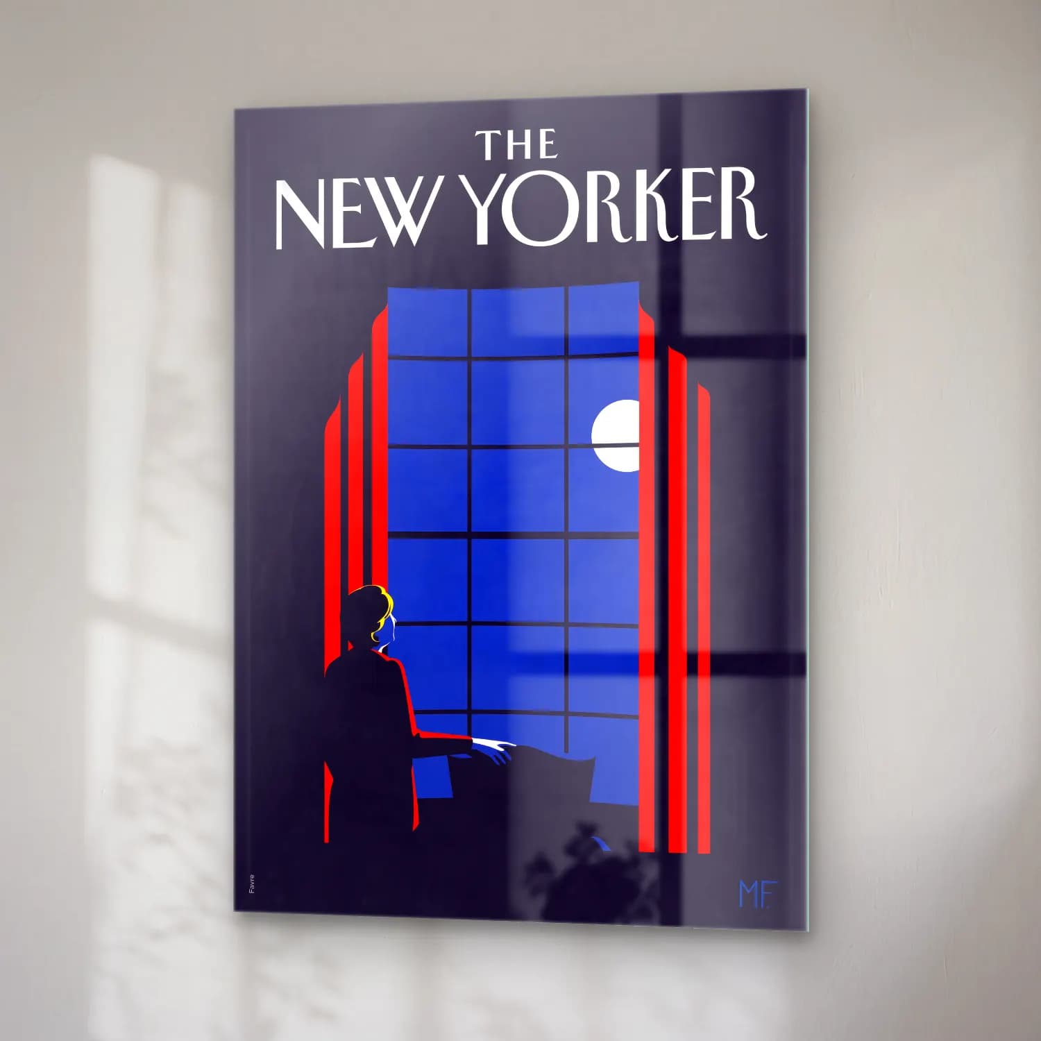 Vintage Poster Kitap Okuyan Kadın – Siyah Beyaz Tonlar cam tablo — sağ açıdan görünüm
