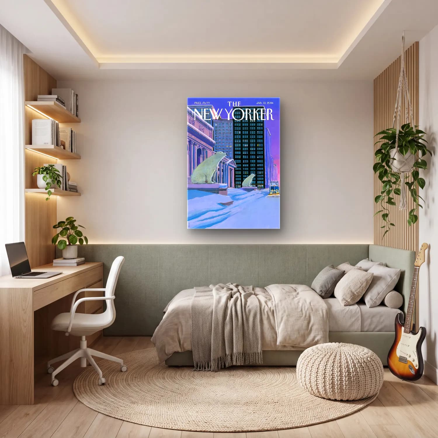 Pastel New York Silüeti cam tablo — genç odasında