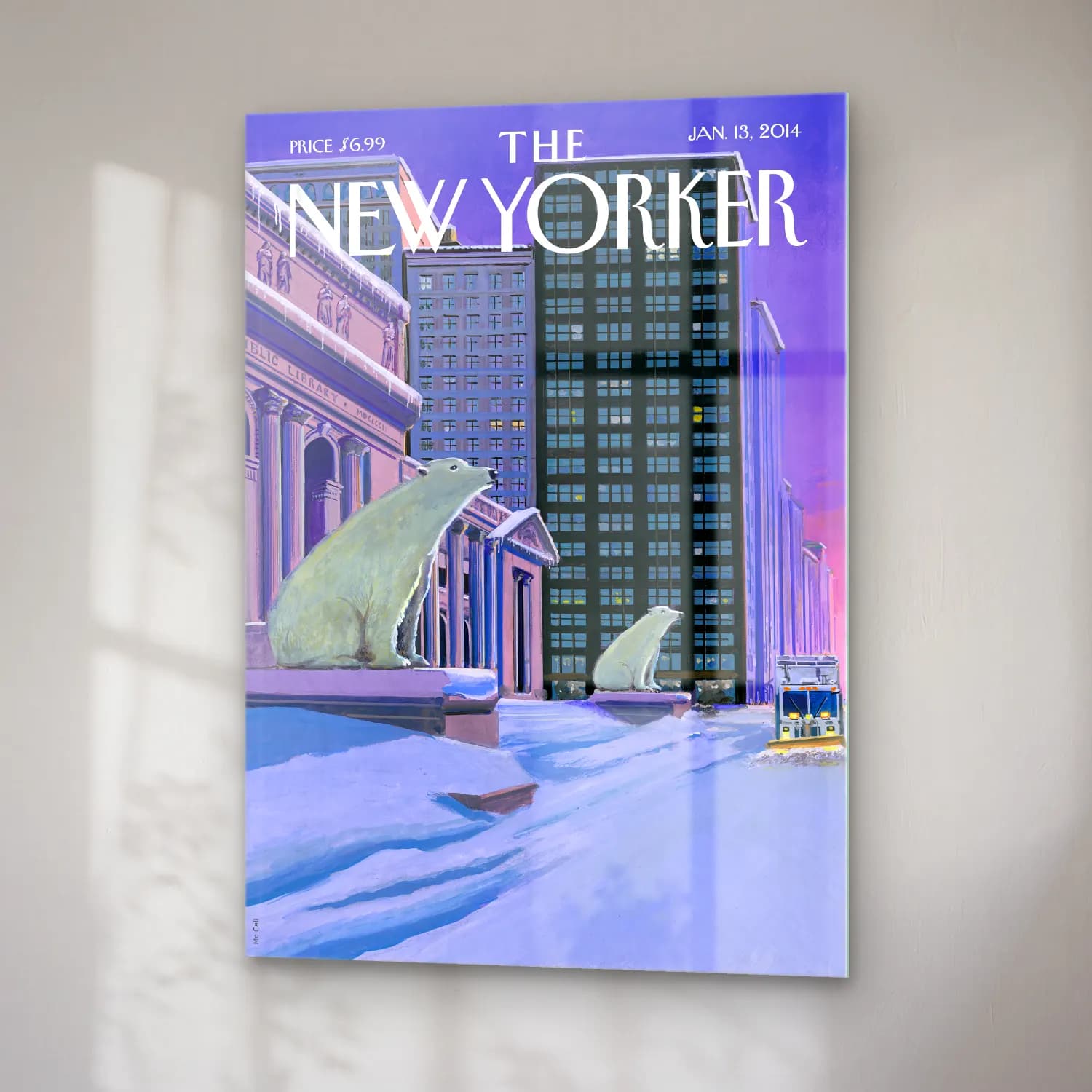 Pastel New York Silüeti cam tablo — sağ açıdan görünüm