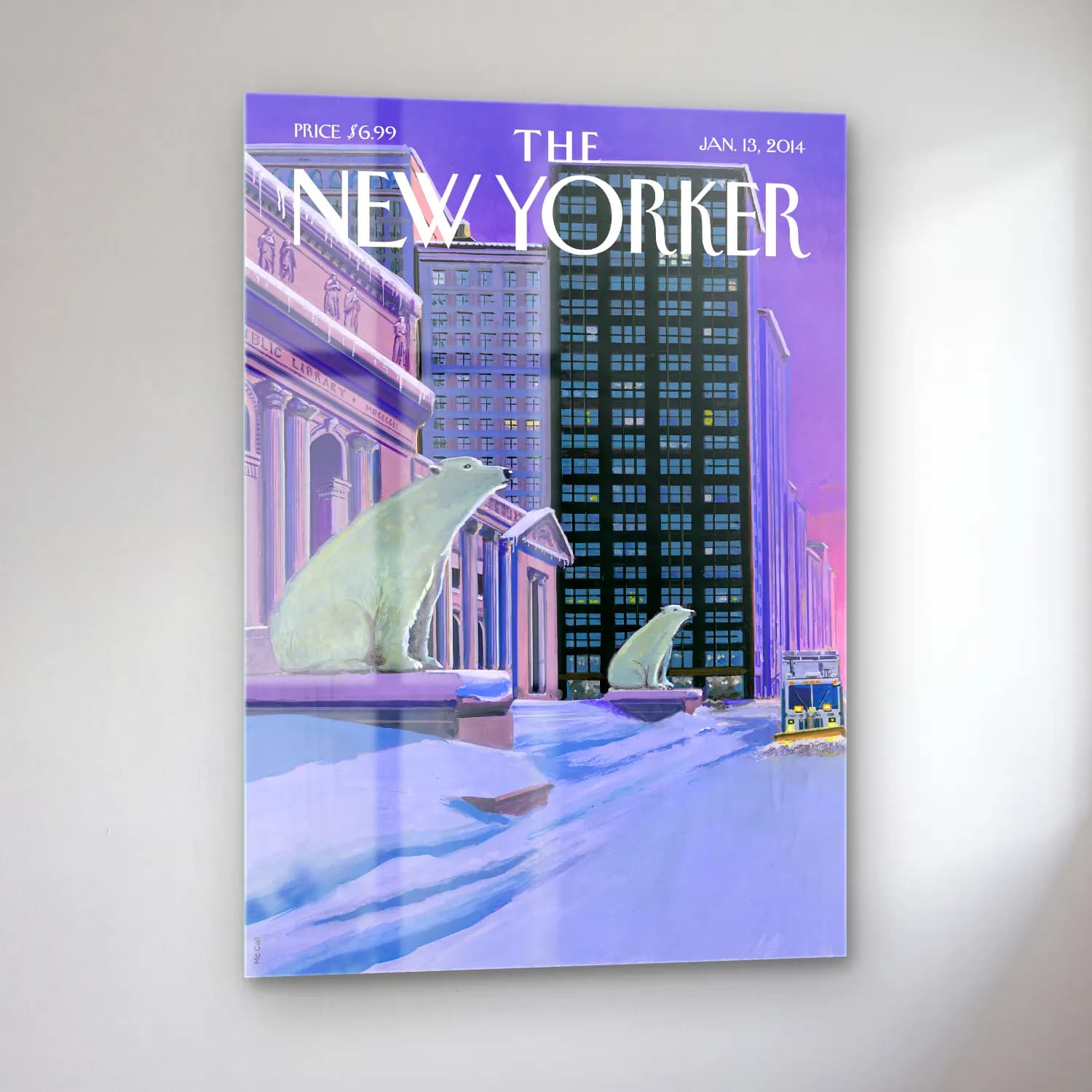 Pastel New York Silüeti cam tablo — sol açıdan görünüm
