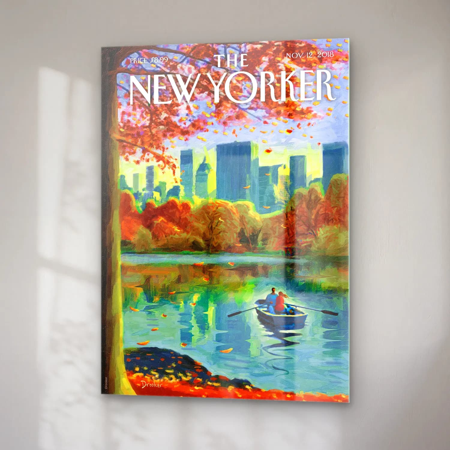 Vintage Poster New York Silüeti – Turkuaz Tonlar cam tablo — sağ açıdan görünüm