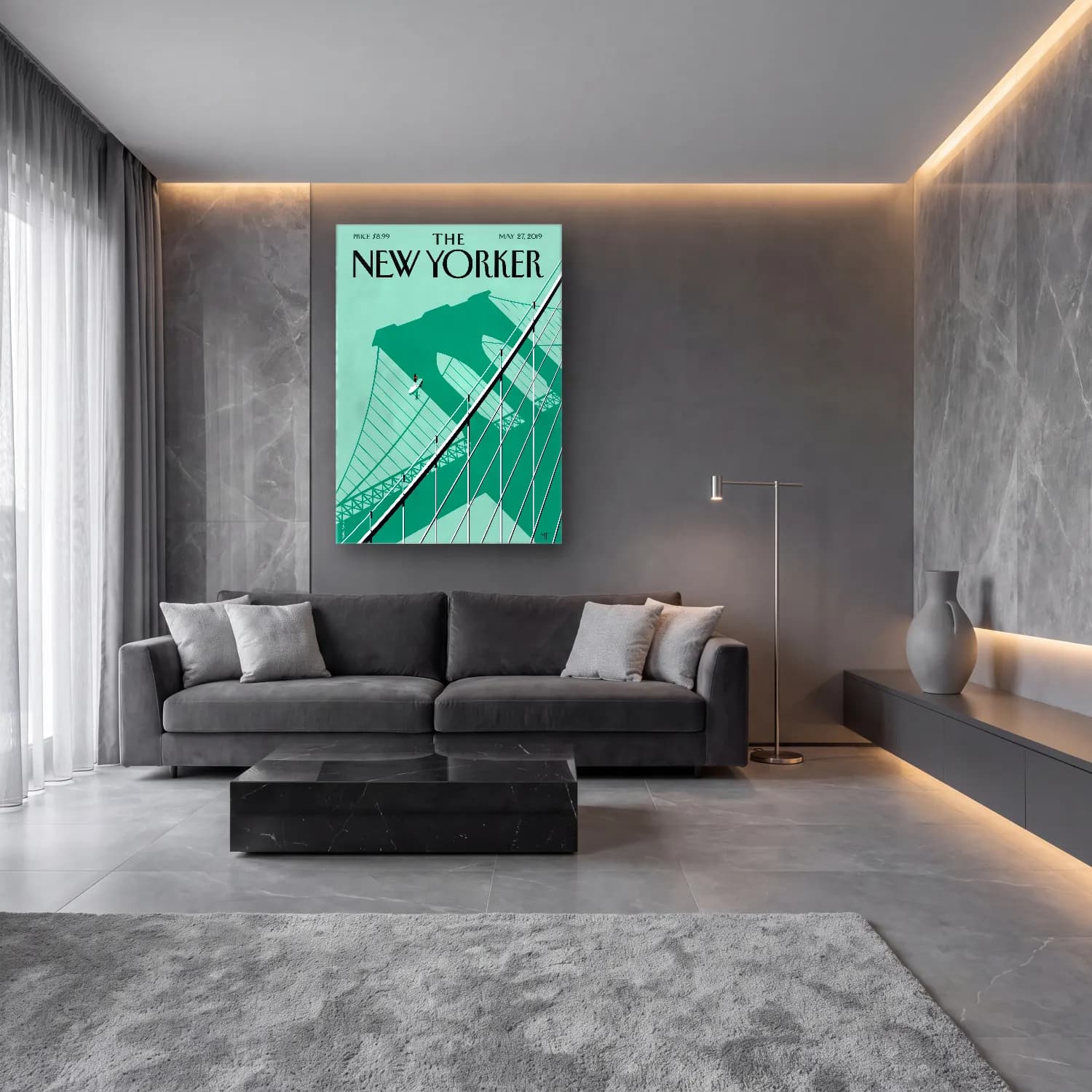 Vintage Poster Köprü cam tablo — lüks salon duvarında
