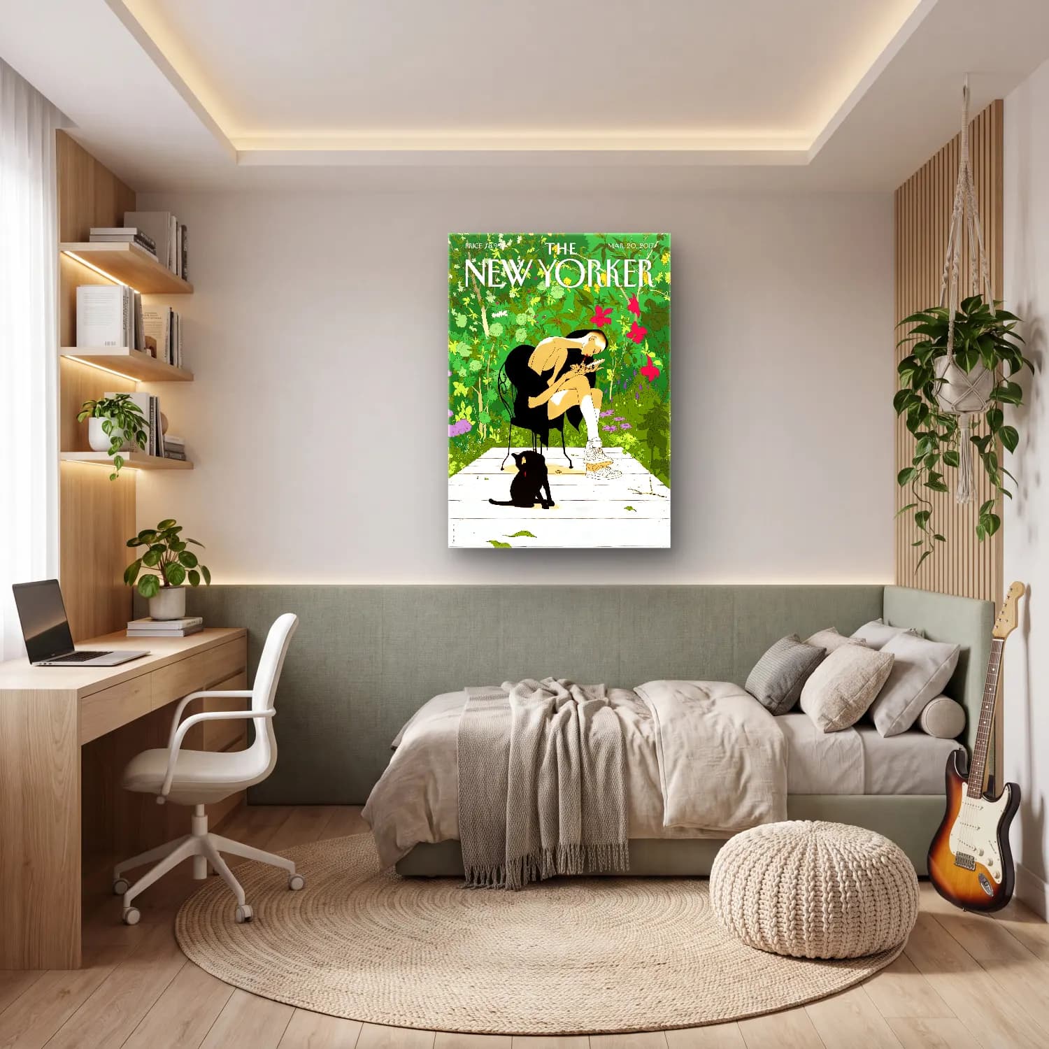 Pastel Kitap Okuyan Kadın cam tablo — genç odasında