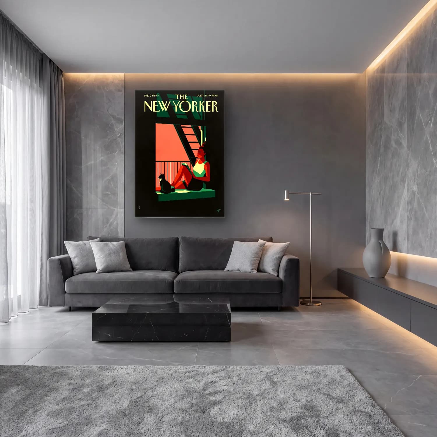 Vintage Poster Kitap Okuyan Kadın No. 6 cam tablo — lüks salon duvarında