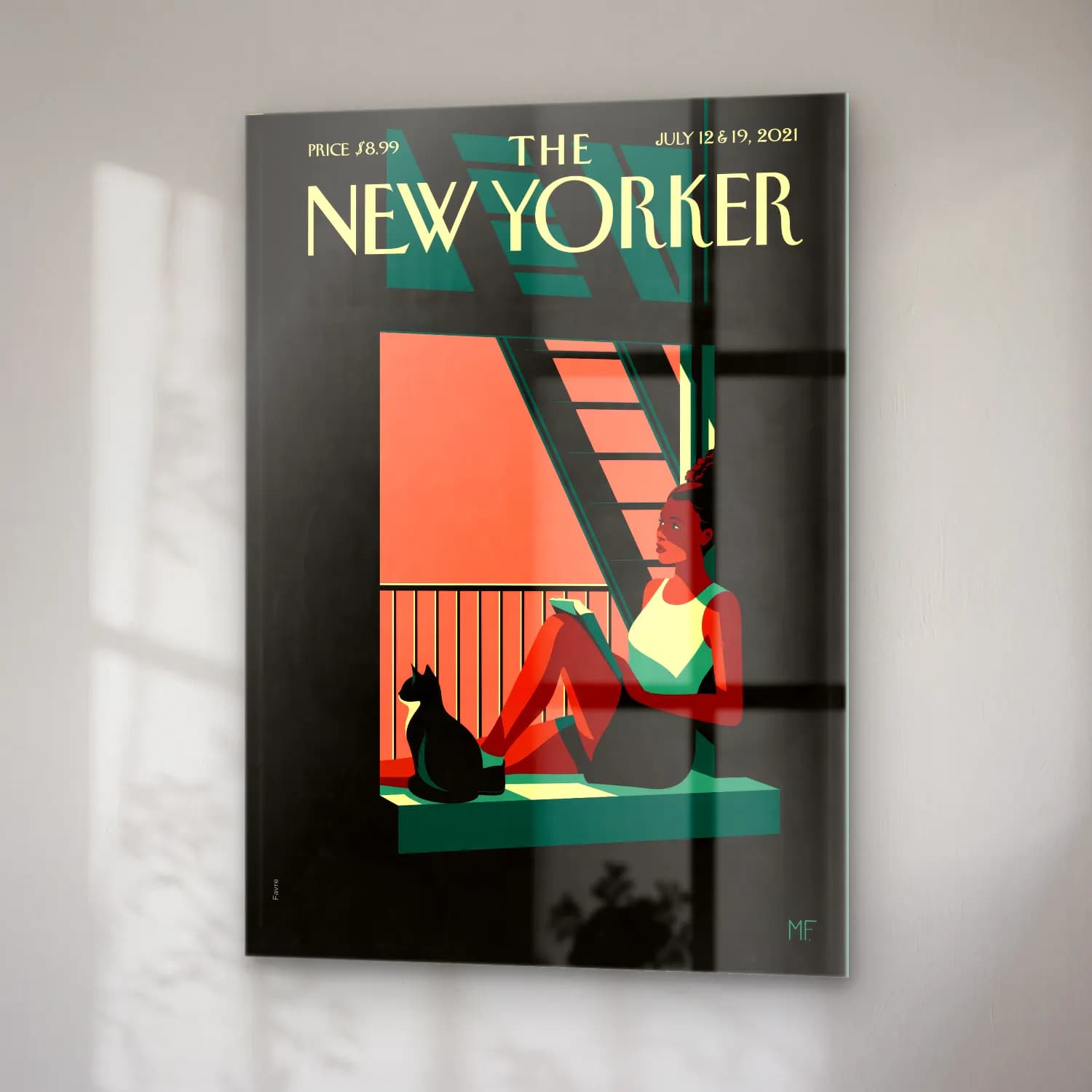 Vintage Poster Kitap Okuyan Kadın No. 6 cam tablo — sağ açıdan görünüm