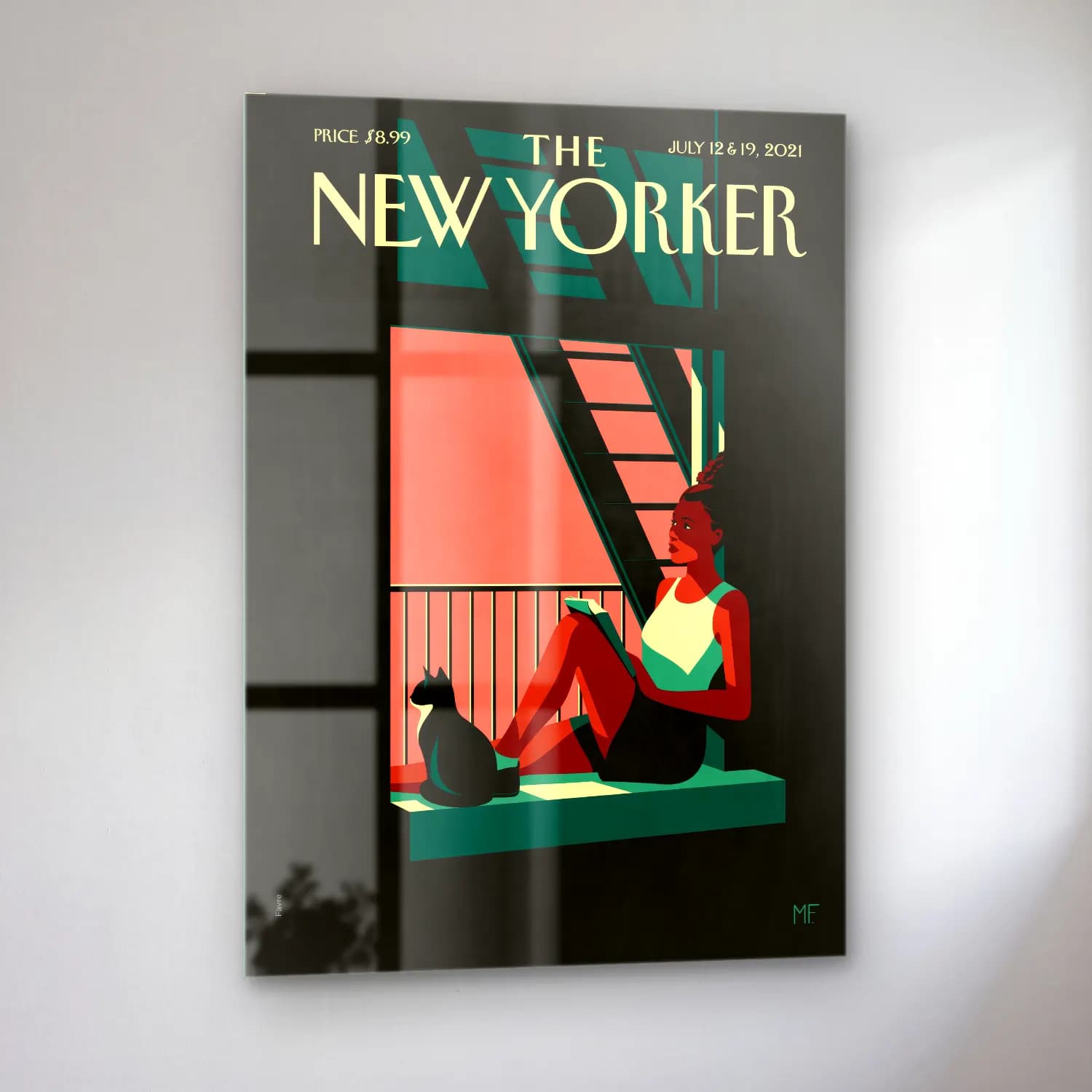 Vintage Poster Kitap Okuyan Kadın No. 6 cam tablo — sol açıdan görünüm
