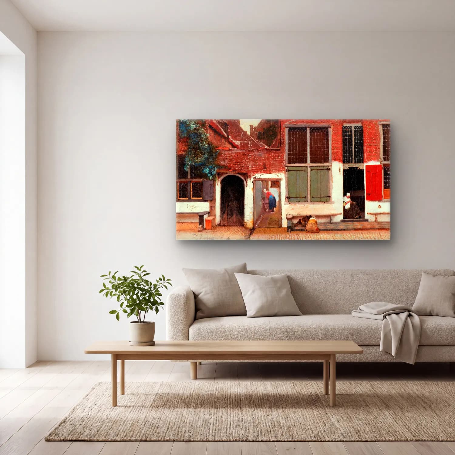 Johannes Vermeer – The Little Street cam tablo — açık renk salonda