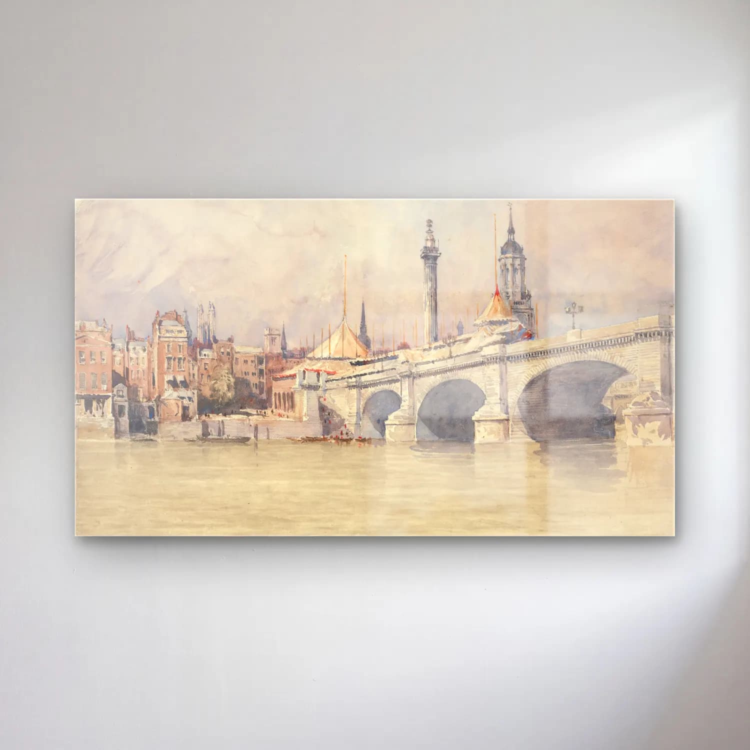 David Cox – The Opening of the New London Bridge cam tablo — David Cox – The Opening of the New London Bridge — suluboya londra