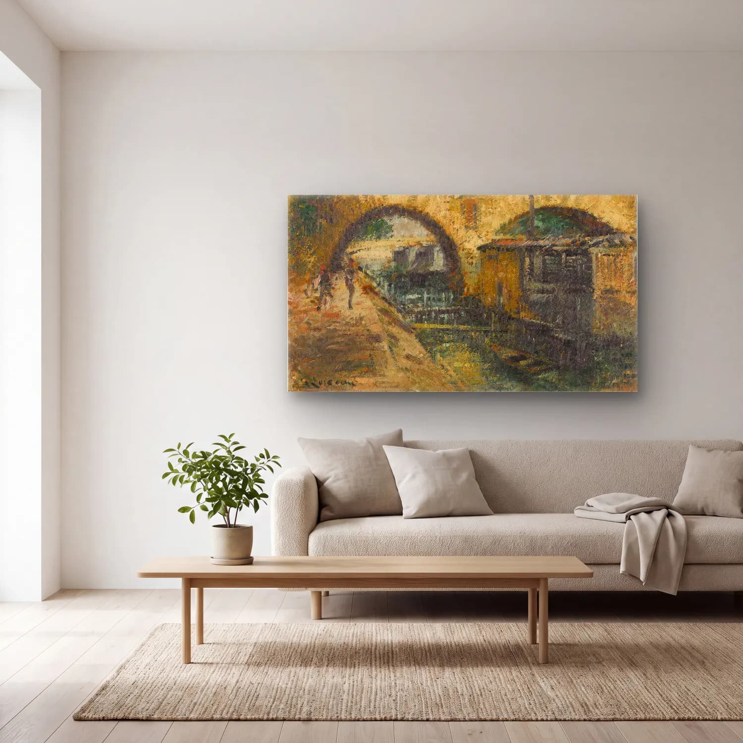 Gustave Loiseau – Pont Marie, Paris cam tablo — açık renk salonda