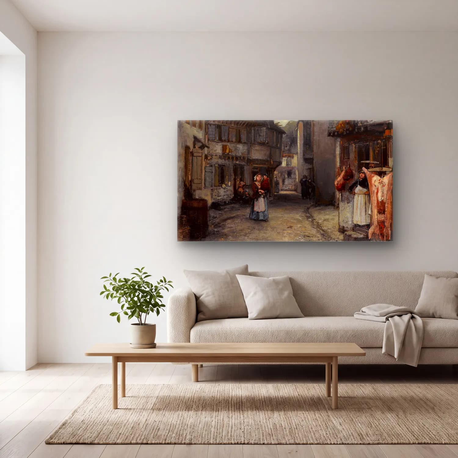 Johan Barthold Jongkind – A street in Landerneau cam tablo — açık renk salonda