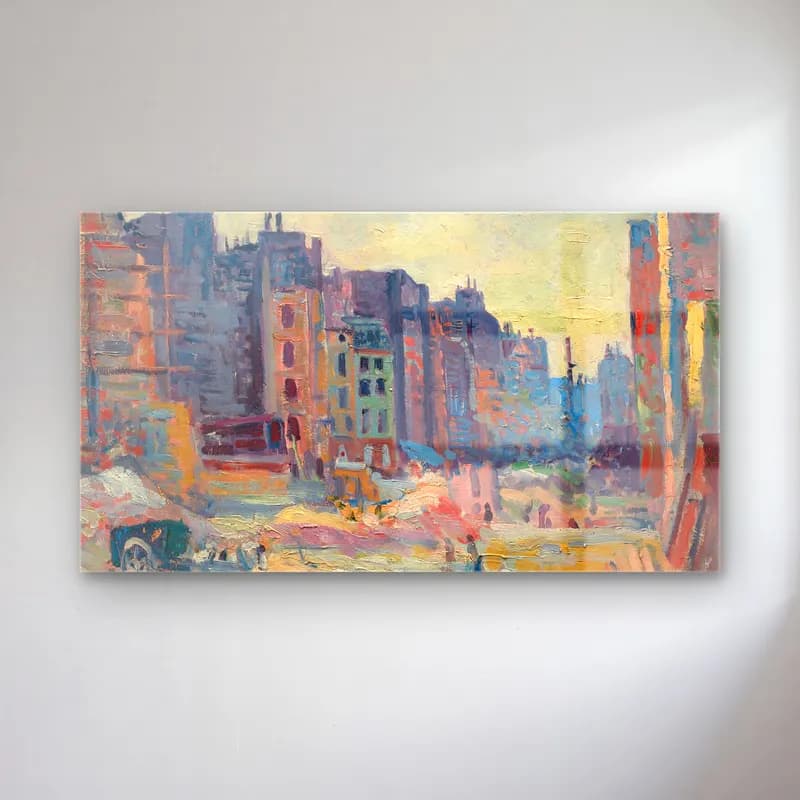 Maximilien Luce – Paris, Le percement de la rue Réaumur cam tablo — Maximilien Luce – Paris, Le percement de la rue Réaumur — empresyonist new york silüeti