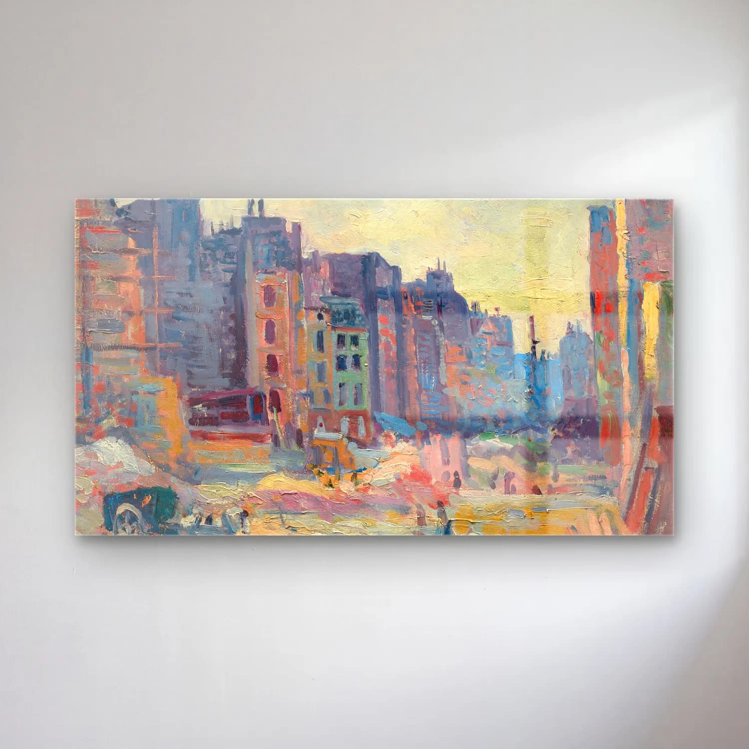 Maximilien Luce – Paris, Le percement de la rue Réaumur cam tablo — Maximilien Luce – Paris, Le percement de la rue Réaumur — empresyonist new york silüeti