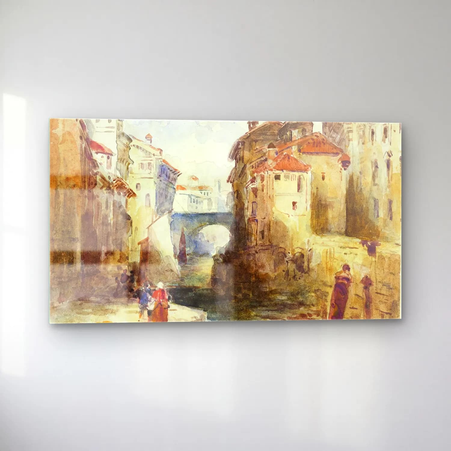 Richard Parkes Bonington – French Town, Buildings and River cam tablo — sol açıdan görünüm