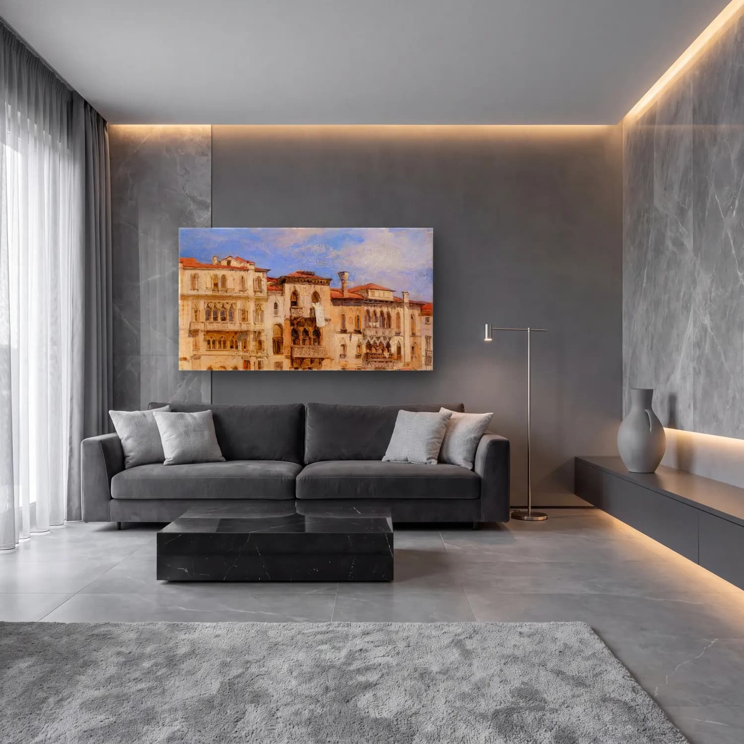 Richard Parkes Bonington – The Palazzi Manolesso-Ferro, Venice cam tablo — lüks salon duvarında