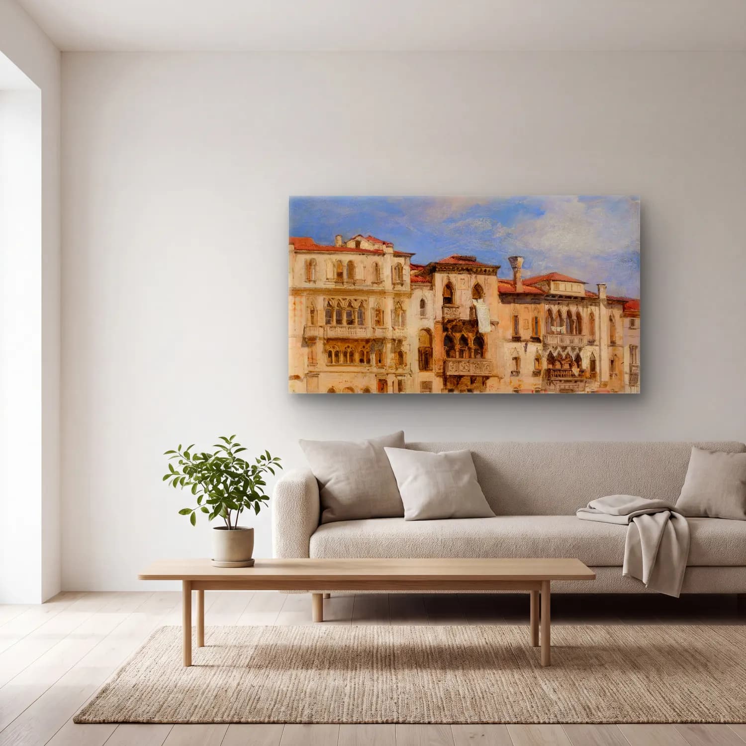 Richard Parkes Bonington – The Palazzi Manolesso-Ferro, Venice cam tablo — açık renk salonda