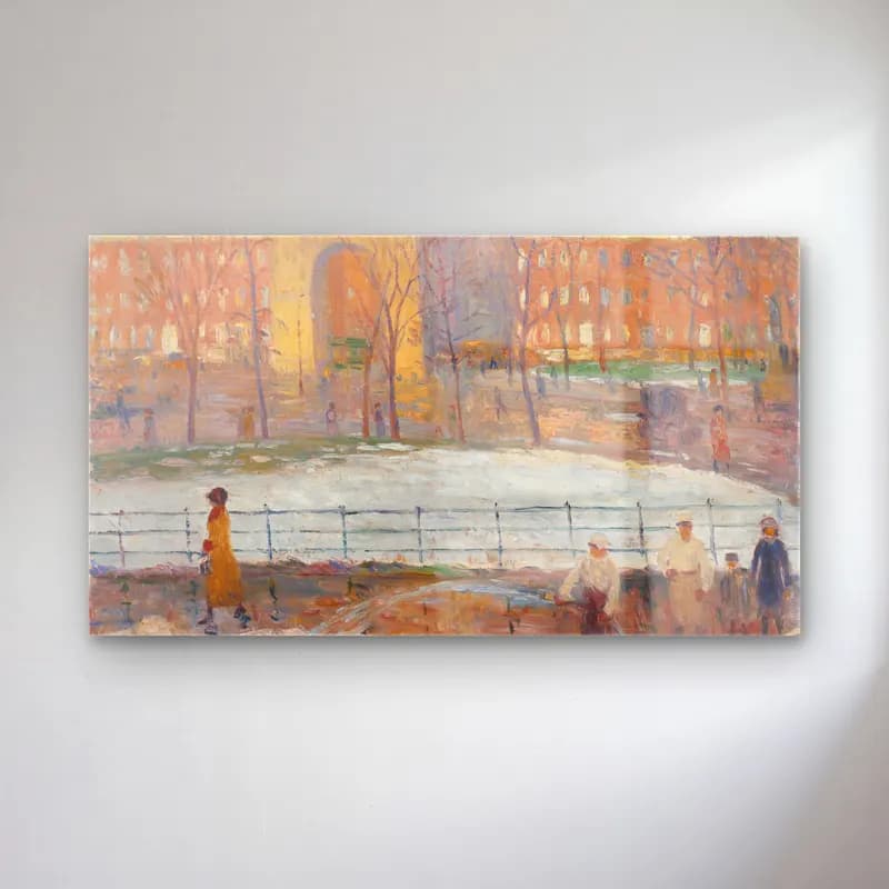 William James Glackens – Street Cleaners, Washington Square cam tablo — William James Glackens – Street Cleaners, Washington Square — empresyonist karlı kış manzarası
