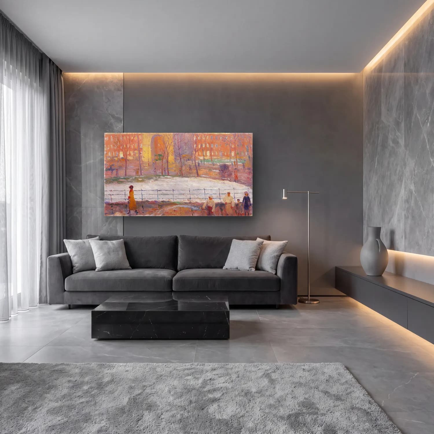 William James Glackens – Street Cleaners, Washington Square cam tablo — lüks salon duvarında
