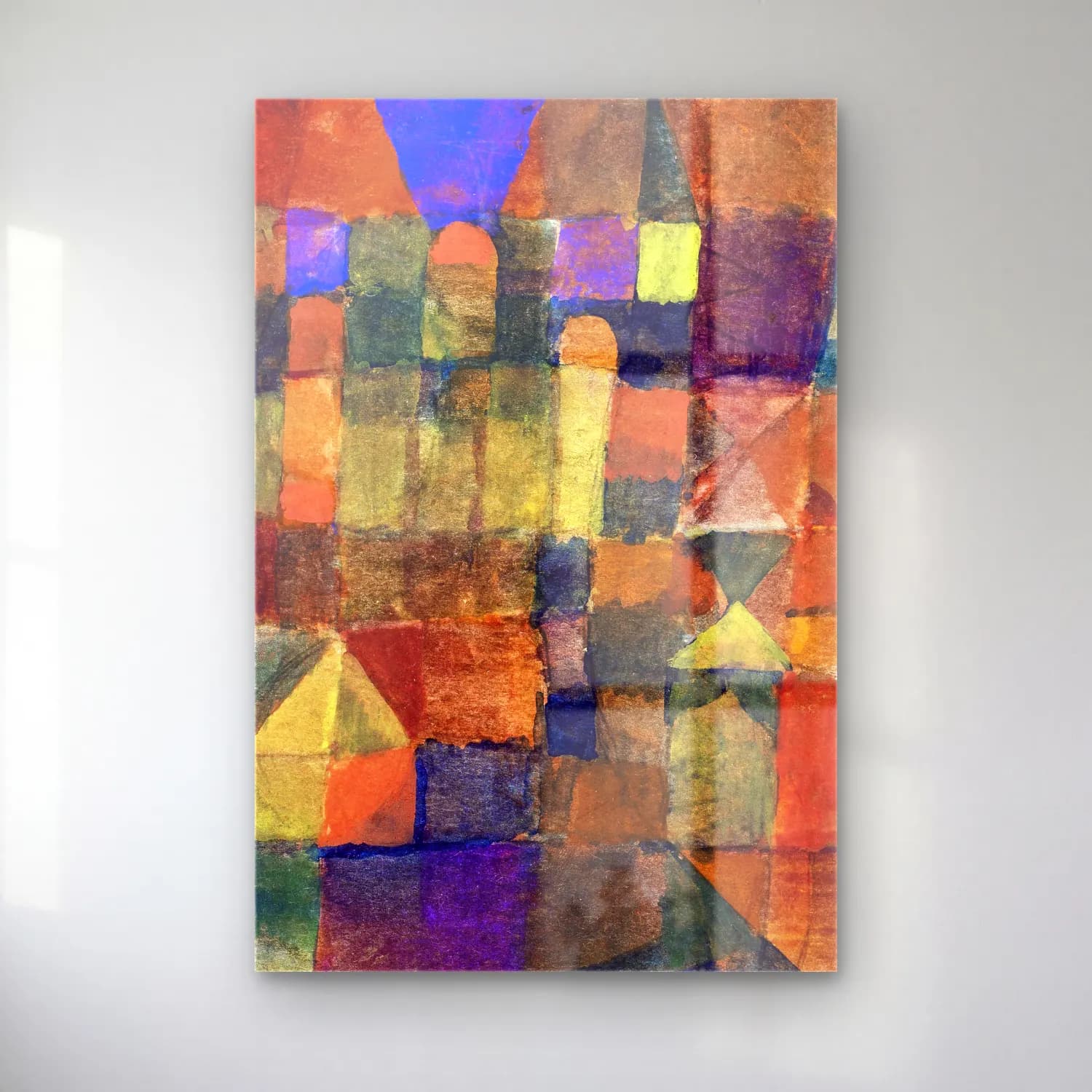 Paul Klee – City with the three domes cam tablo — Paul Klee – City with the three domes — modern soyut renk alanları