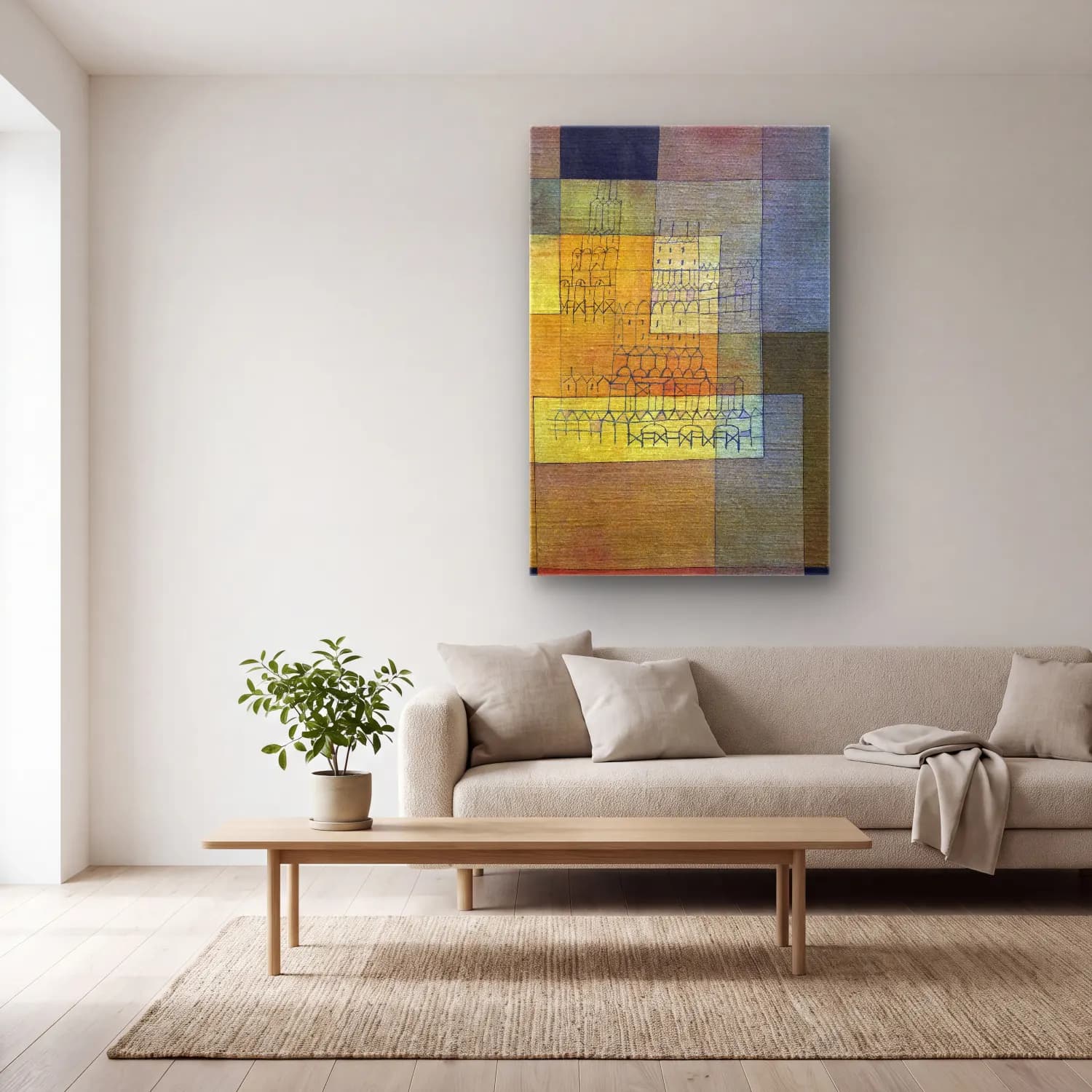 Paul Klee – Polyphonic Architecture cam tablo — açık renk salonda