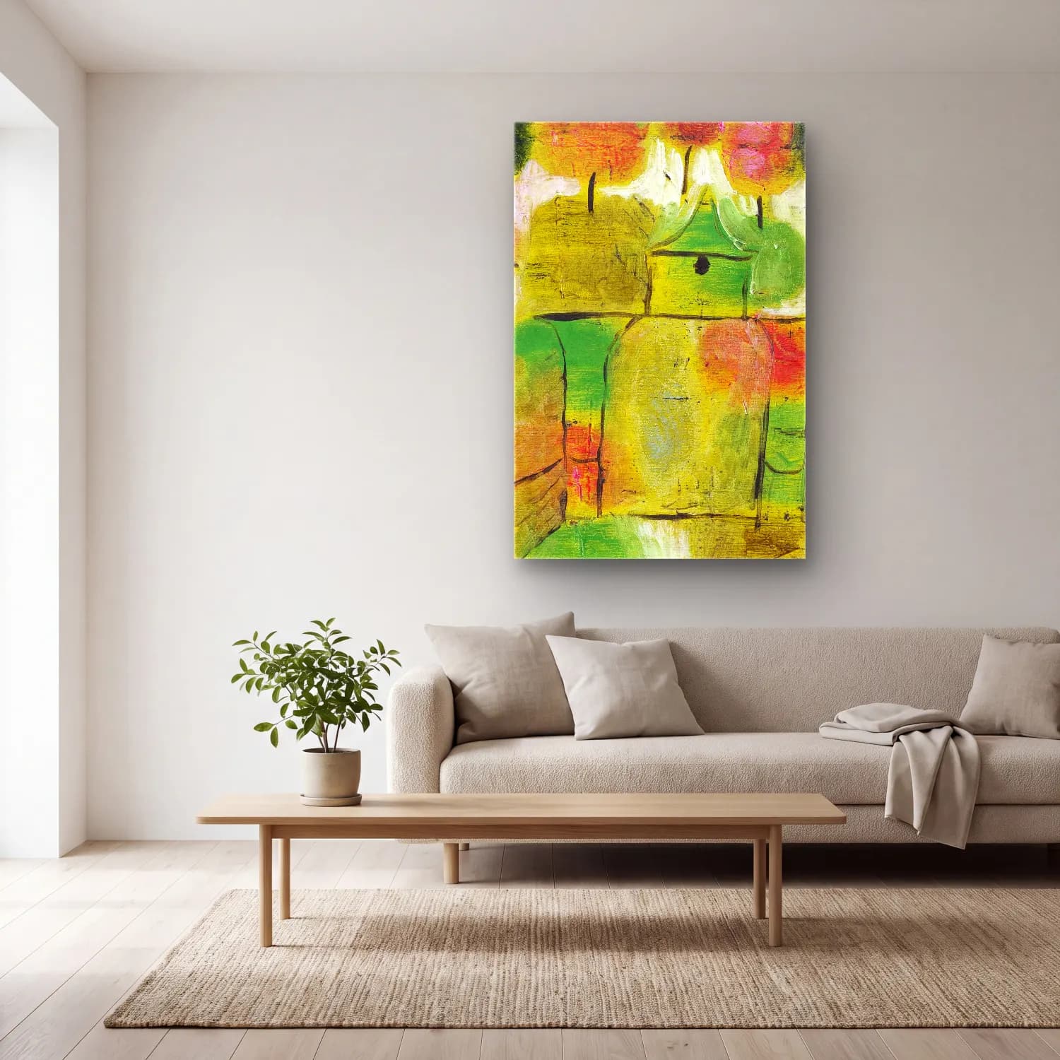 Paul Klee – Baum und Architektur–Rhythmen (Tree and… cam tablo — açık renk salonda