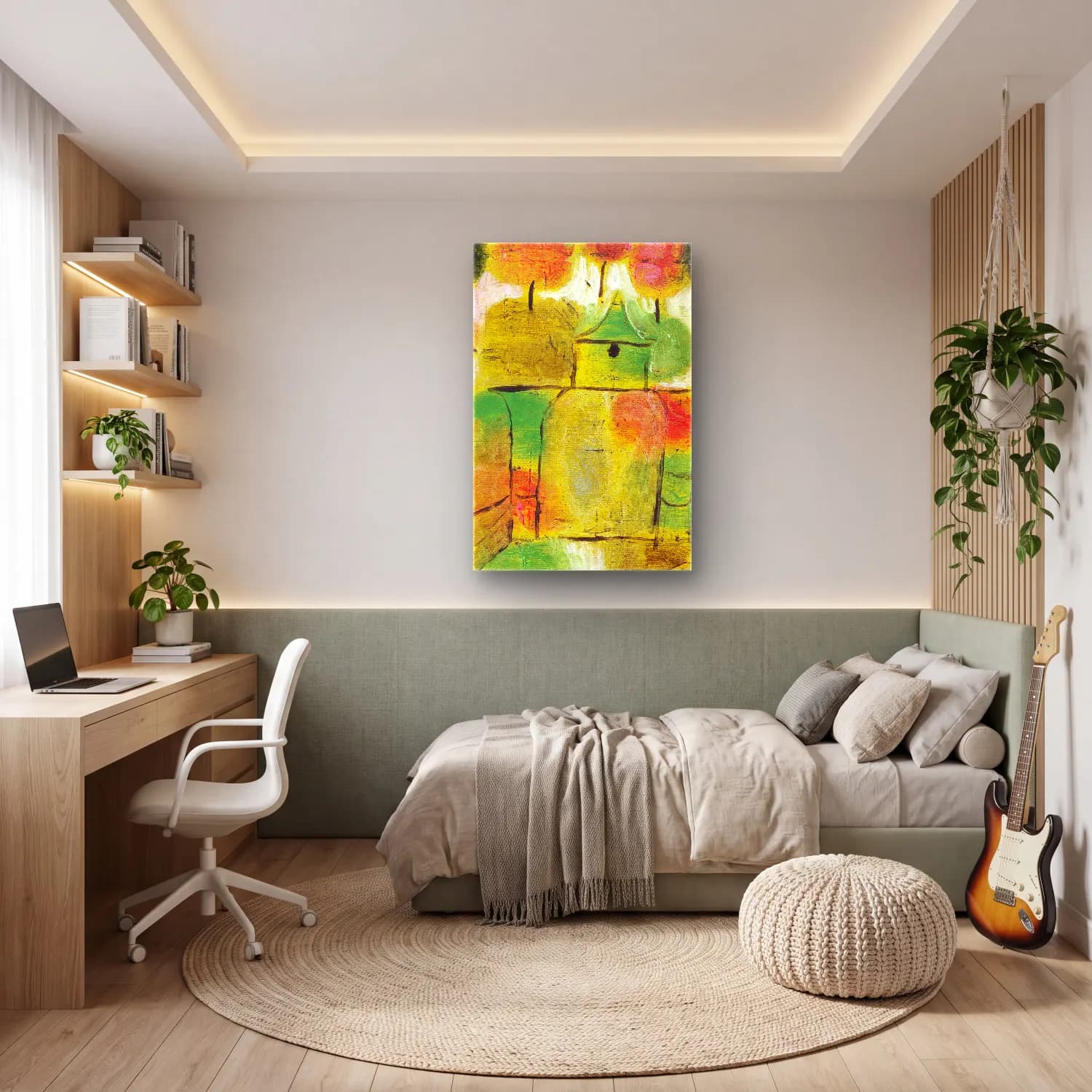 Paul Klee – Baum und Architektur–Rhythmen (Tree and… cam tablo — genç odasında