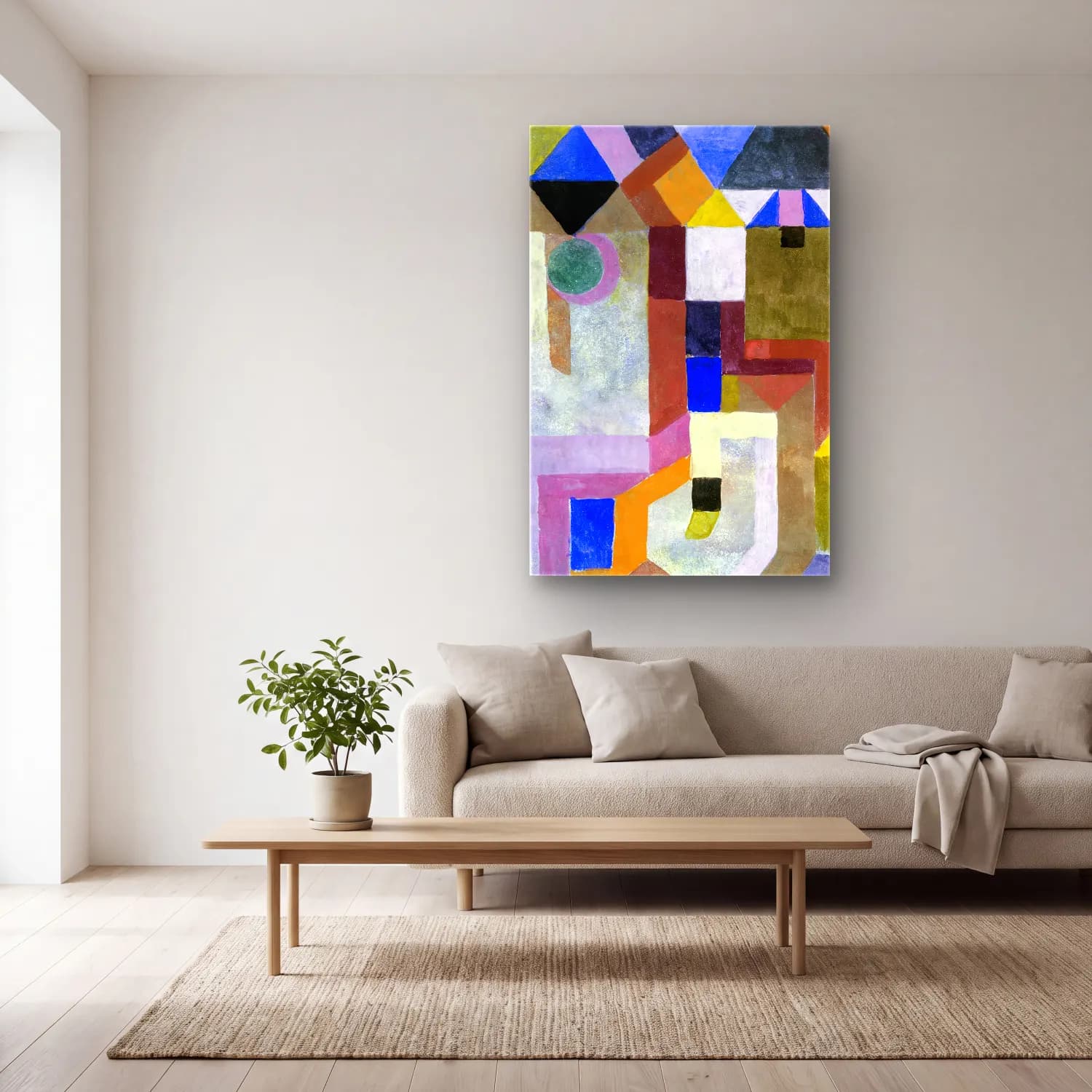 Paul Klee – Colorful Architecture cam tablo — açık renk salonda