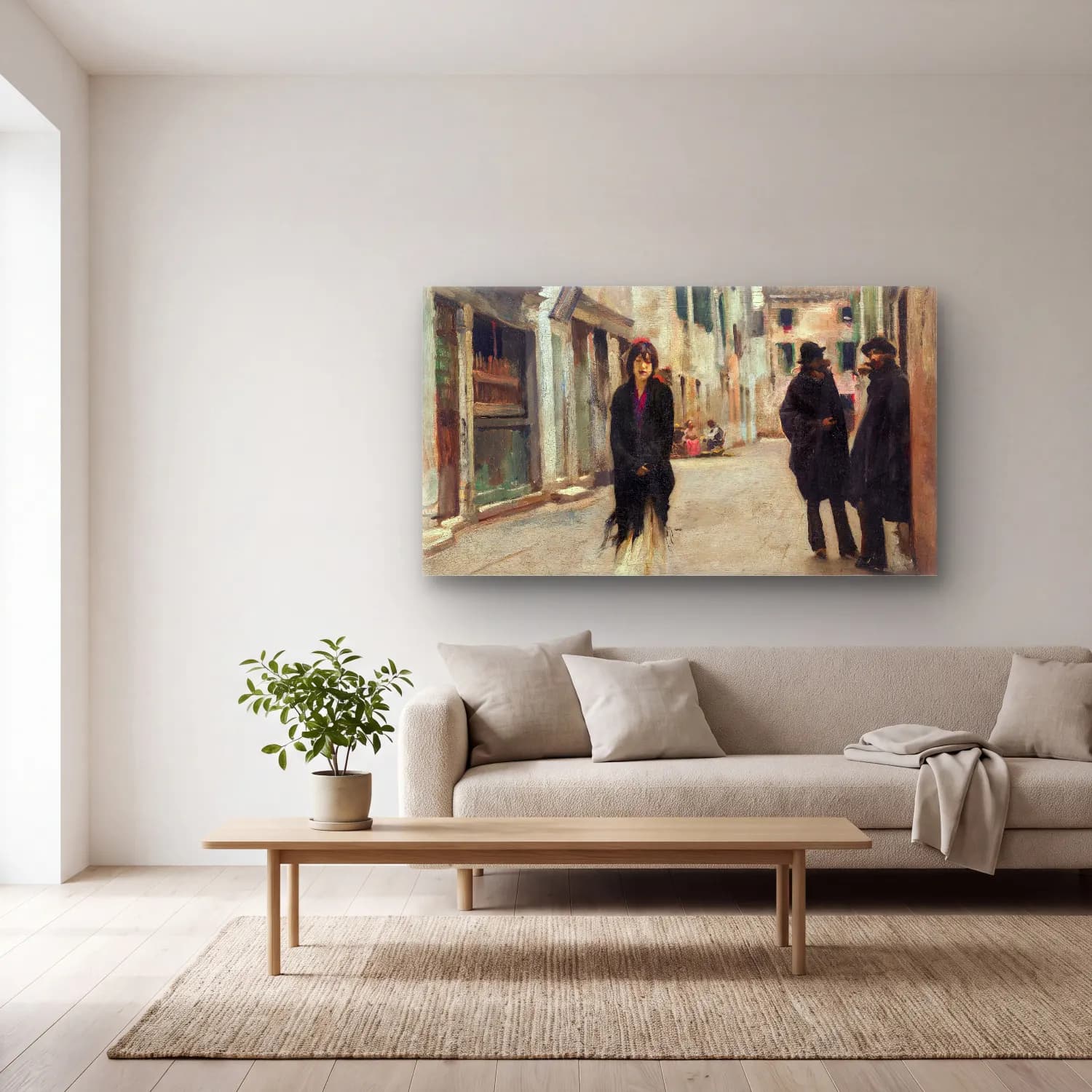 John Singer Sargent – Street in Venice cam tablo — açık renk salonda