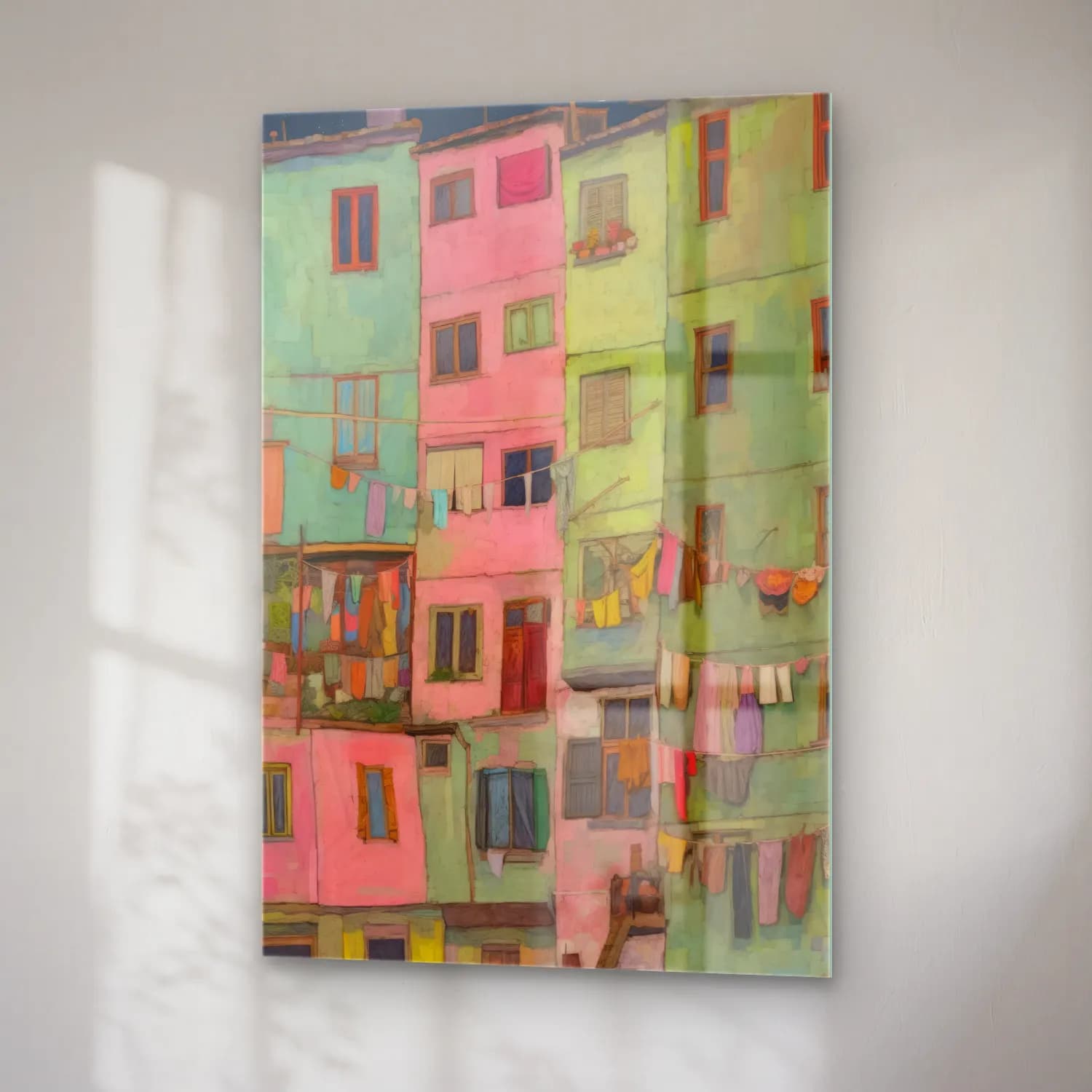 Pastel İstanbul cam tablo — sağ açıdan görünüm