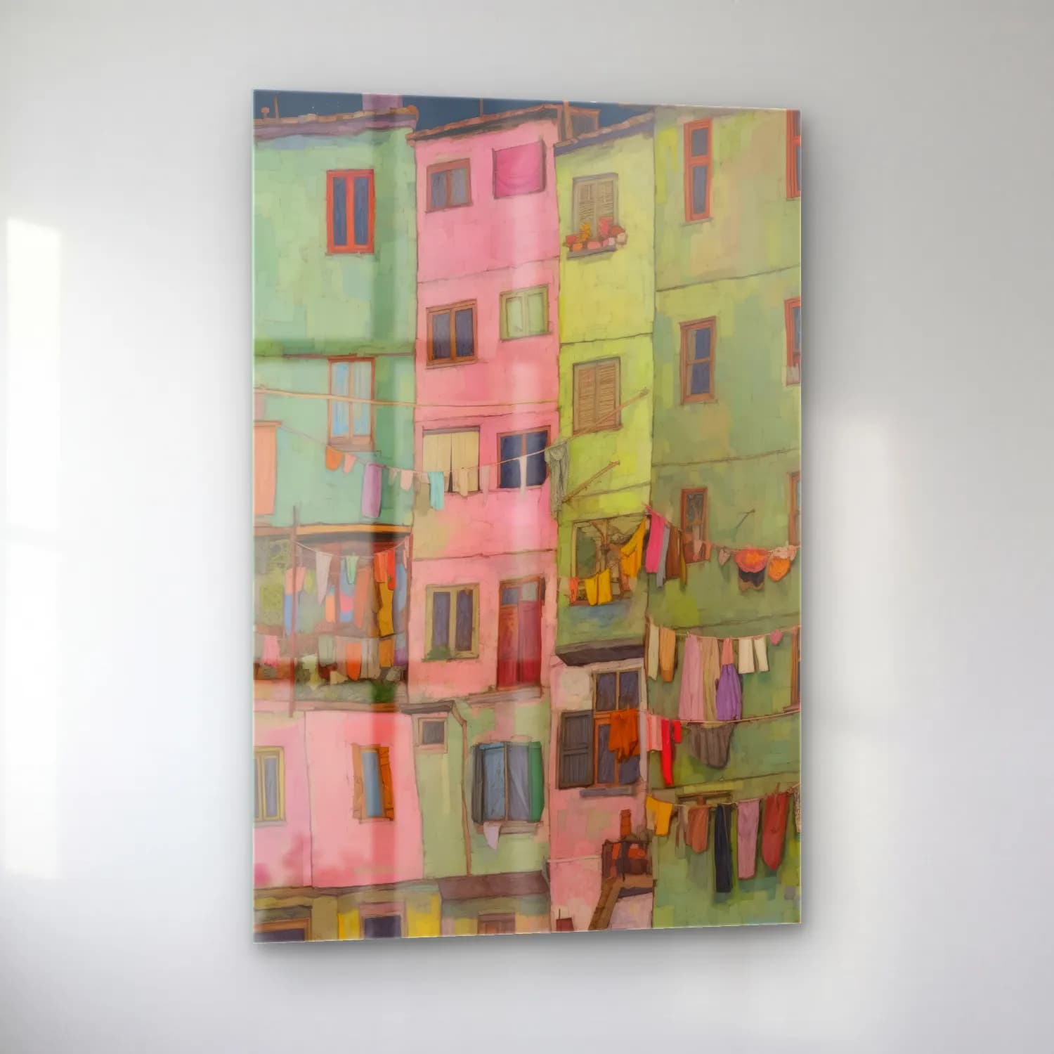 Pastel İstanbul cam tablo — sol açıdan görünüm