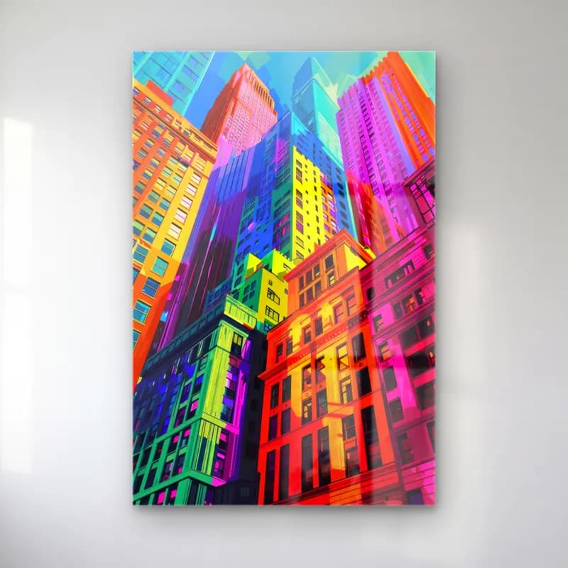 Maksimalist Gece Şehir – Pastel Tonlar cam tablo — Maksimalist Gece Şehir – Pastel Tonlar — maksimalist gece şehir