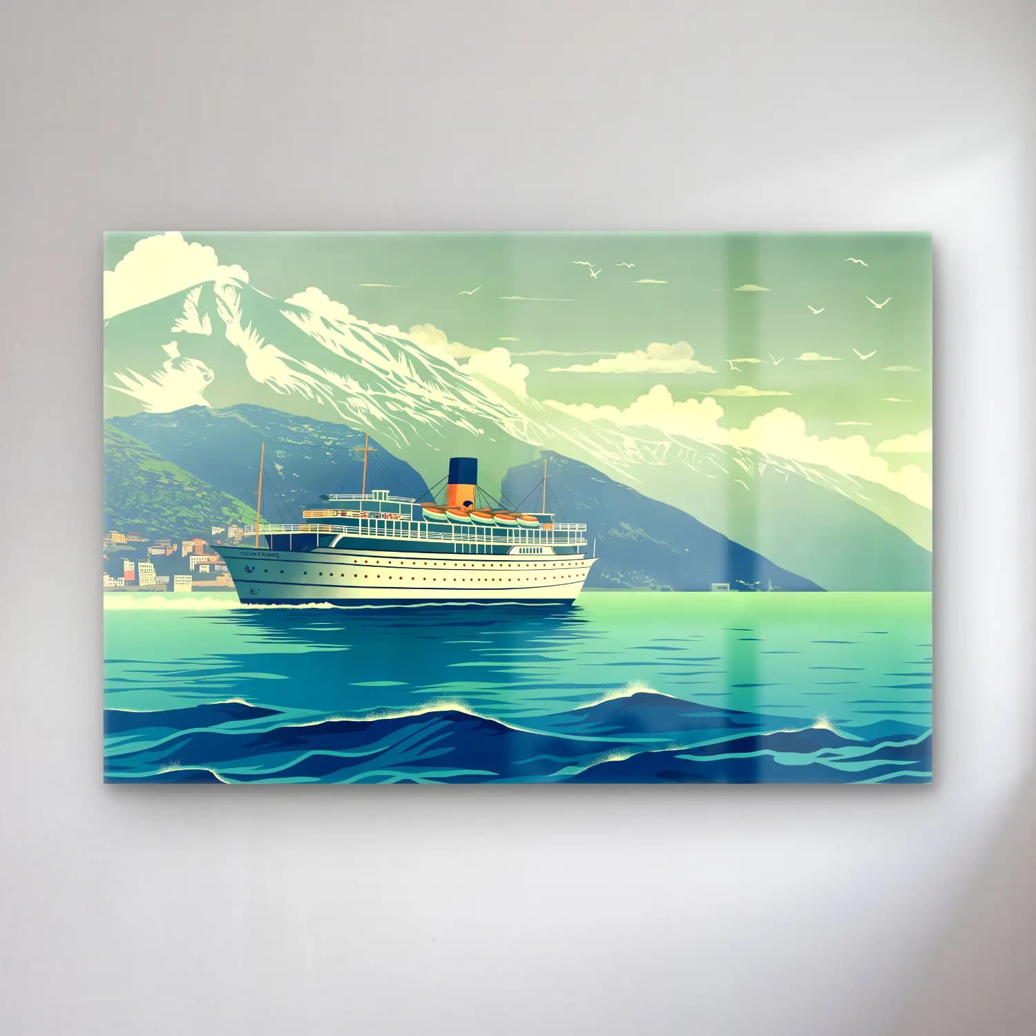 Vintage Fırtınalı Denizde Gemi cam tablo — Vintage Fırtınalı Denizde Gemi — vintage fırtınalı denizde gemi