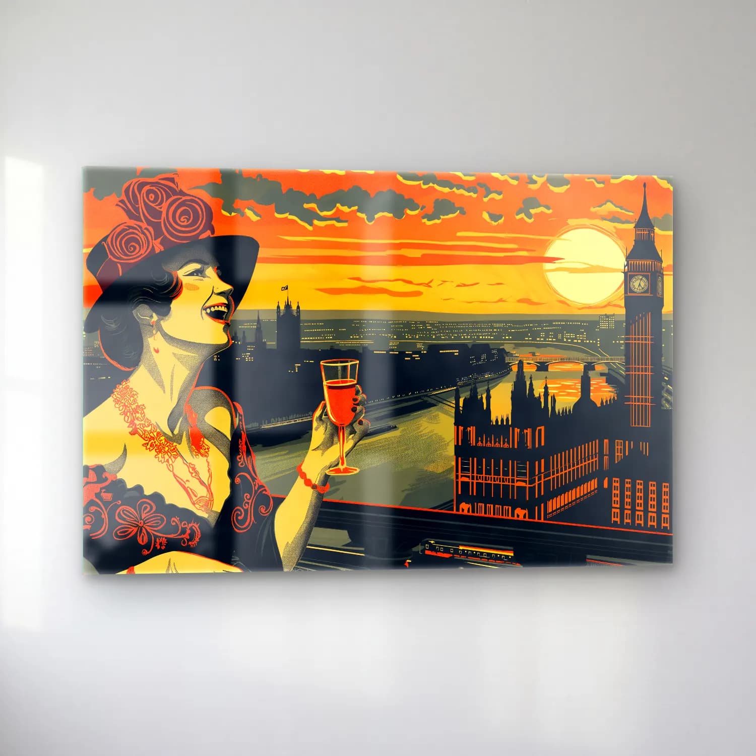 Vintage Poster Londra cam tablo — sol açıdan görünüm