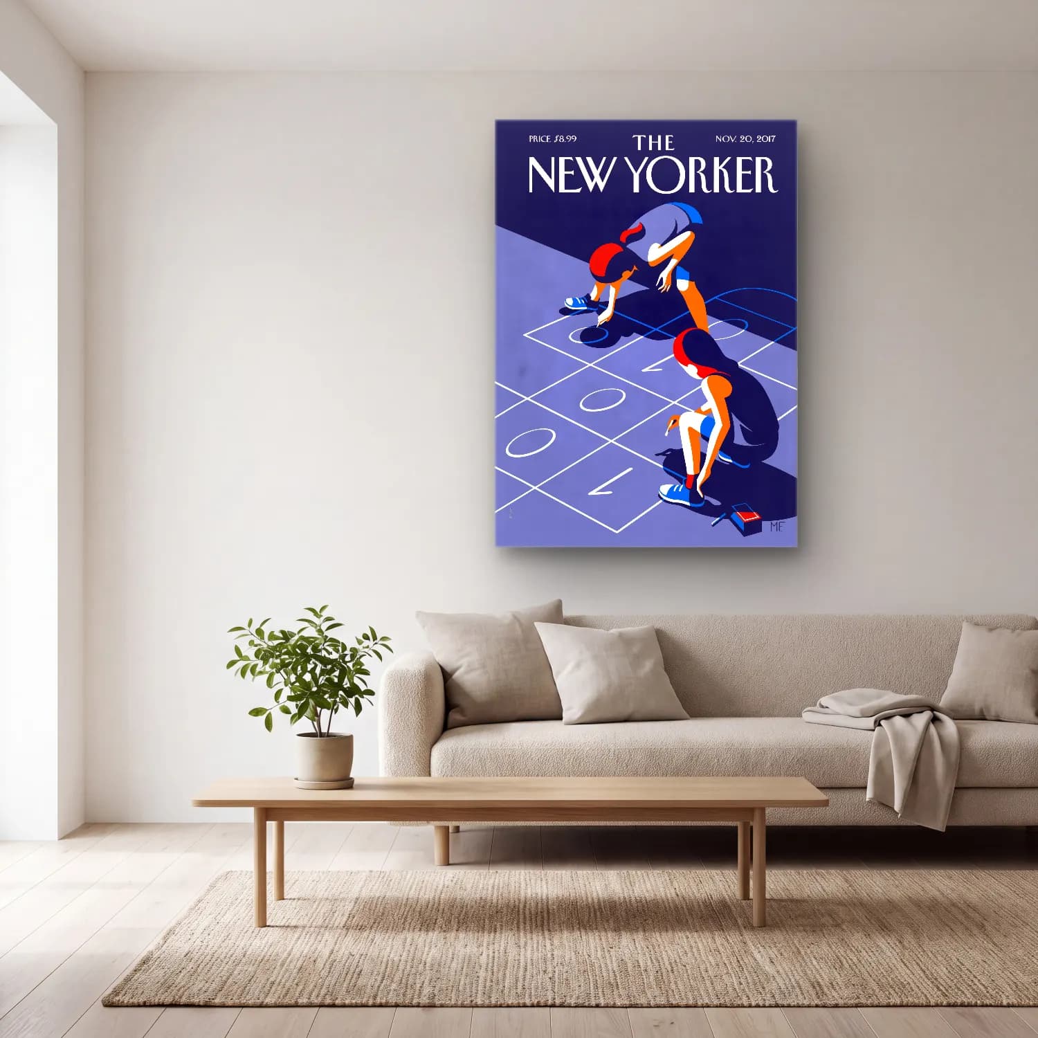 Vintage Poster Tenis cam tablo — açık renk salonda