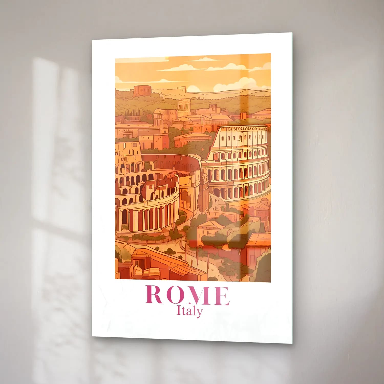 Vintage Poster Roma cam tablo — sağ açıdan görünüm