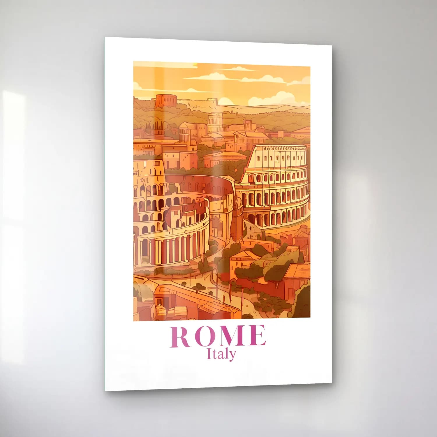 Vintage Poster Roma cam tablo — sol açıdan görünüm
