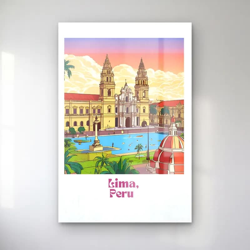 Vintage Poster Katedral – Pembe Tonlar cam tablo — Vintage Poster Katedral – Pembe Tonlar — vintage poster katedral