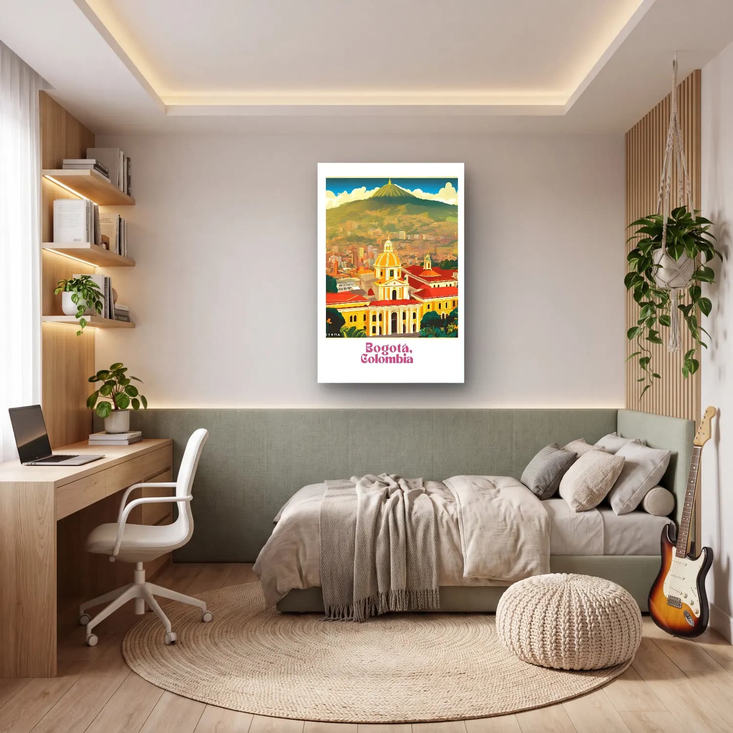 Vintage Poster Katedral – Sarı Tonlar cam tablo — genç odasında