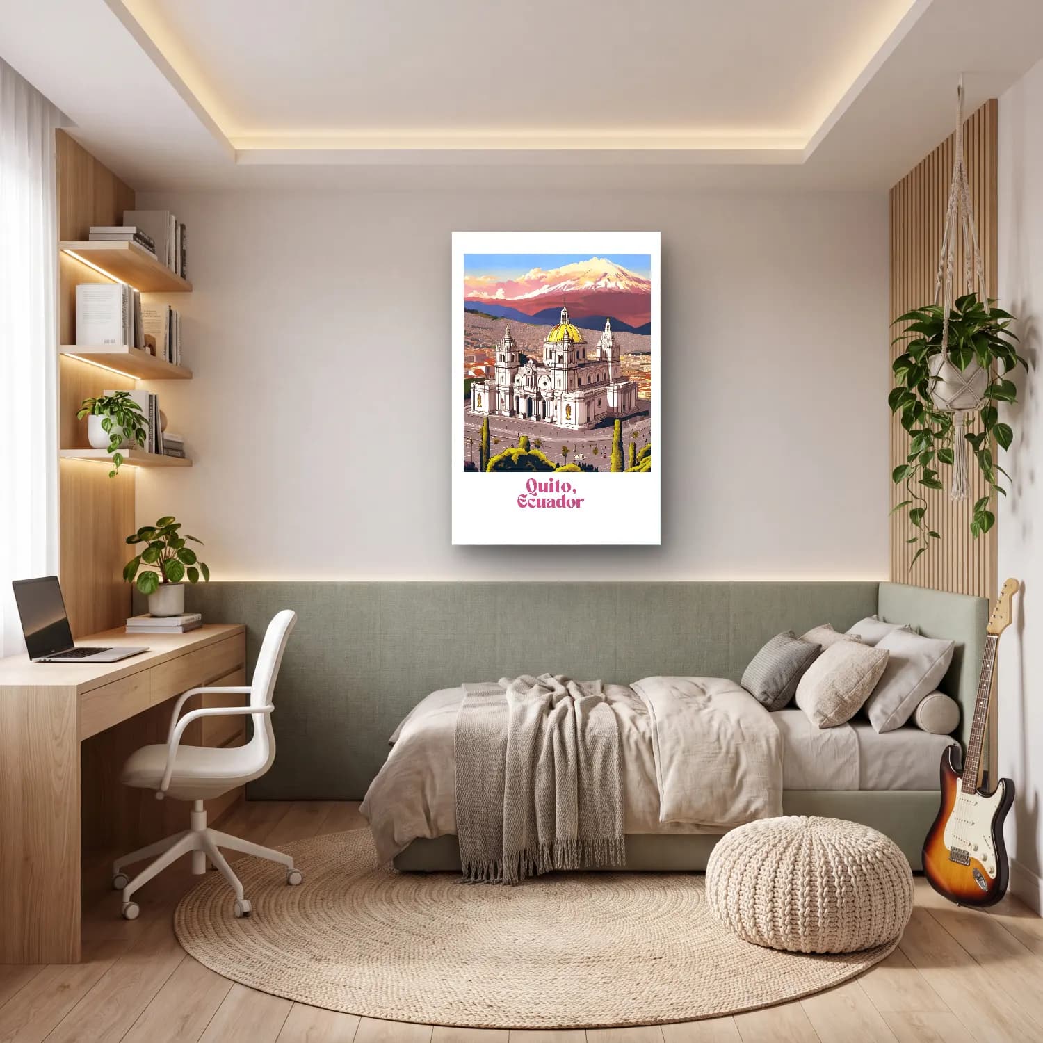 Vintage Poster Katedral – Mor Tonlar cam tablo — genç odasında