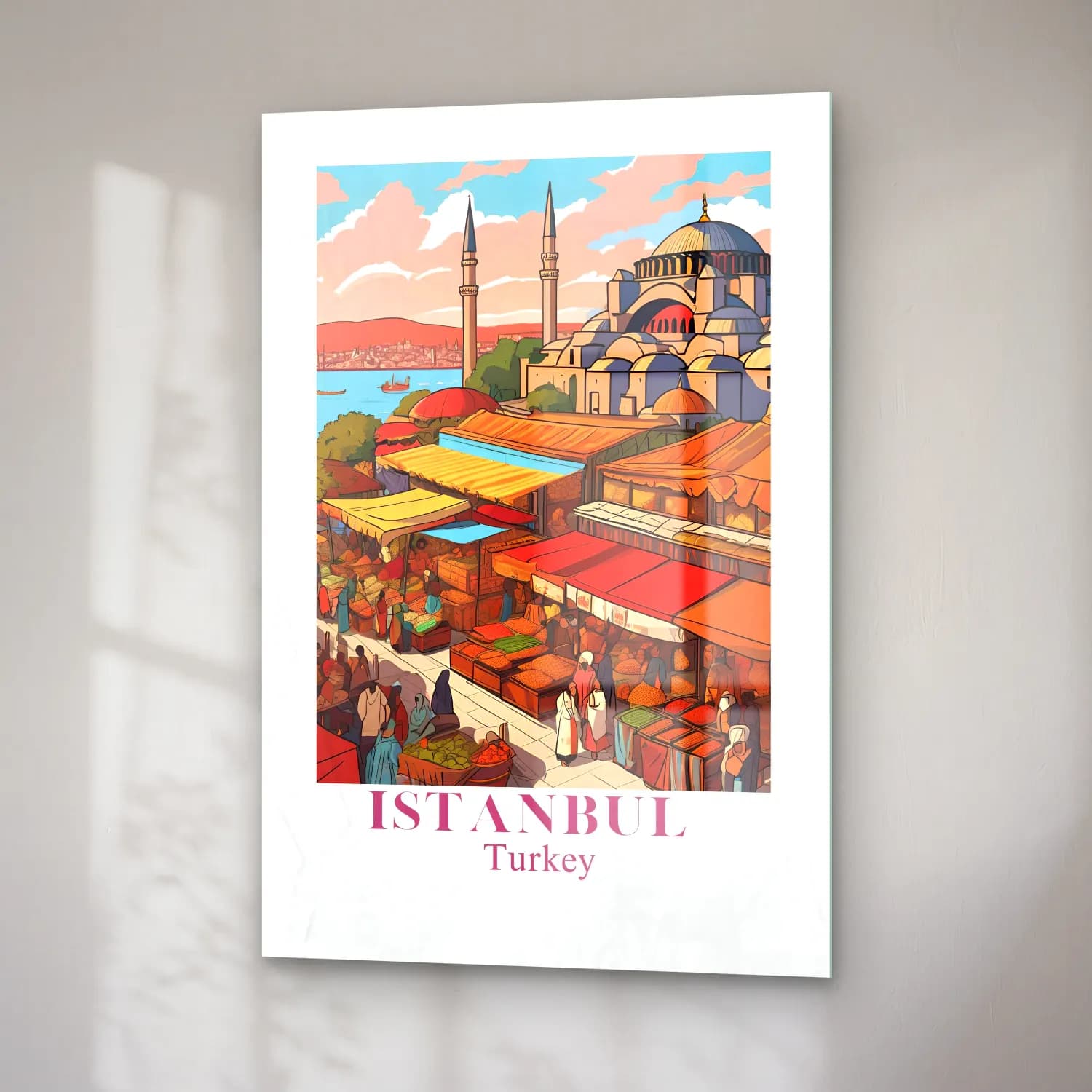 Vintage Poster İstanbul cam tablo — sağ açıdan görünüm